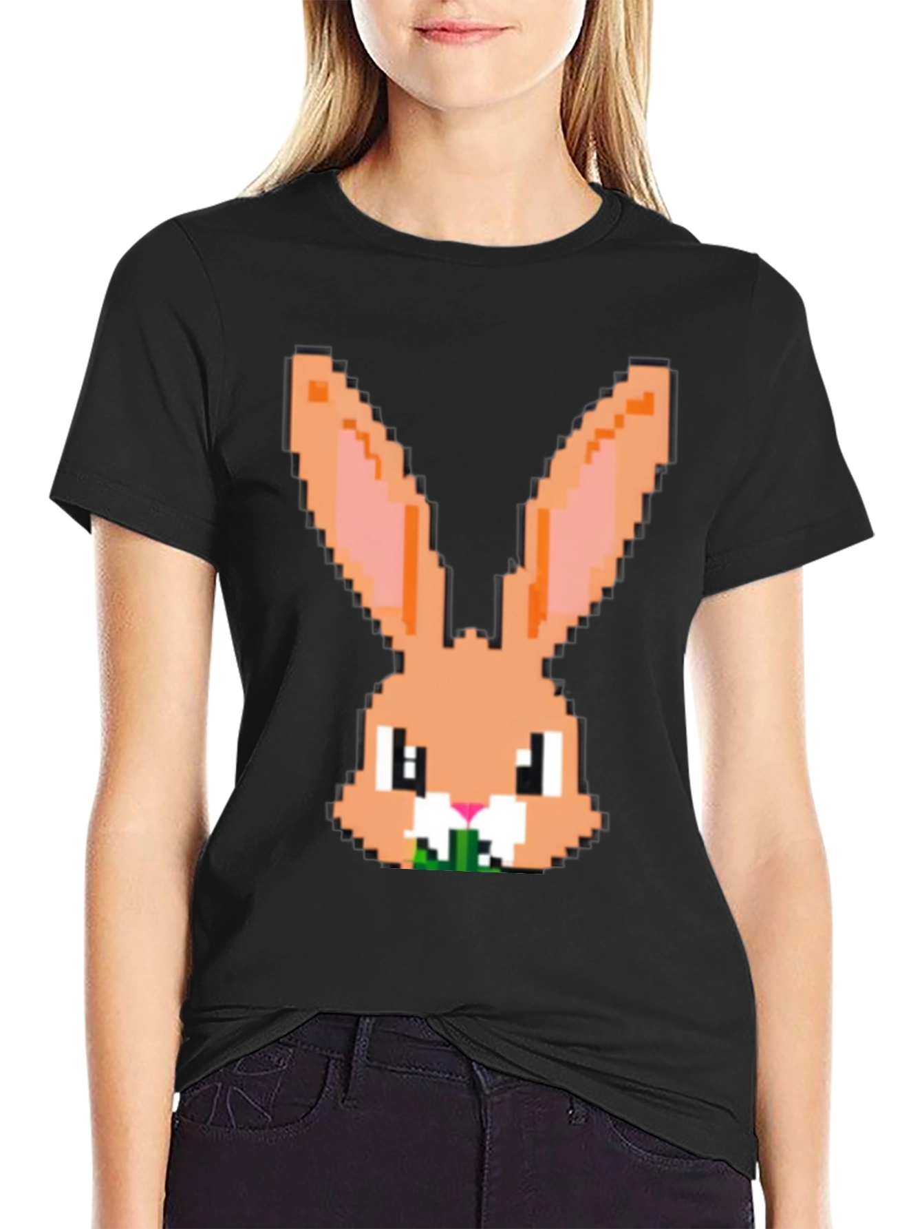 Pixel Rabbit Graphic Tee - Cute Easter Bunny Shirt