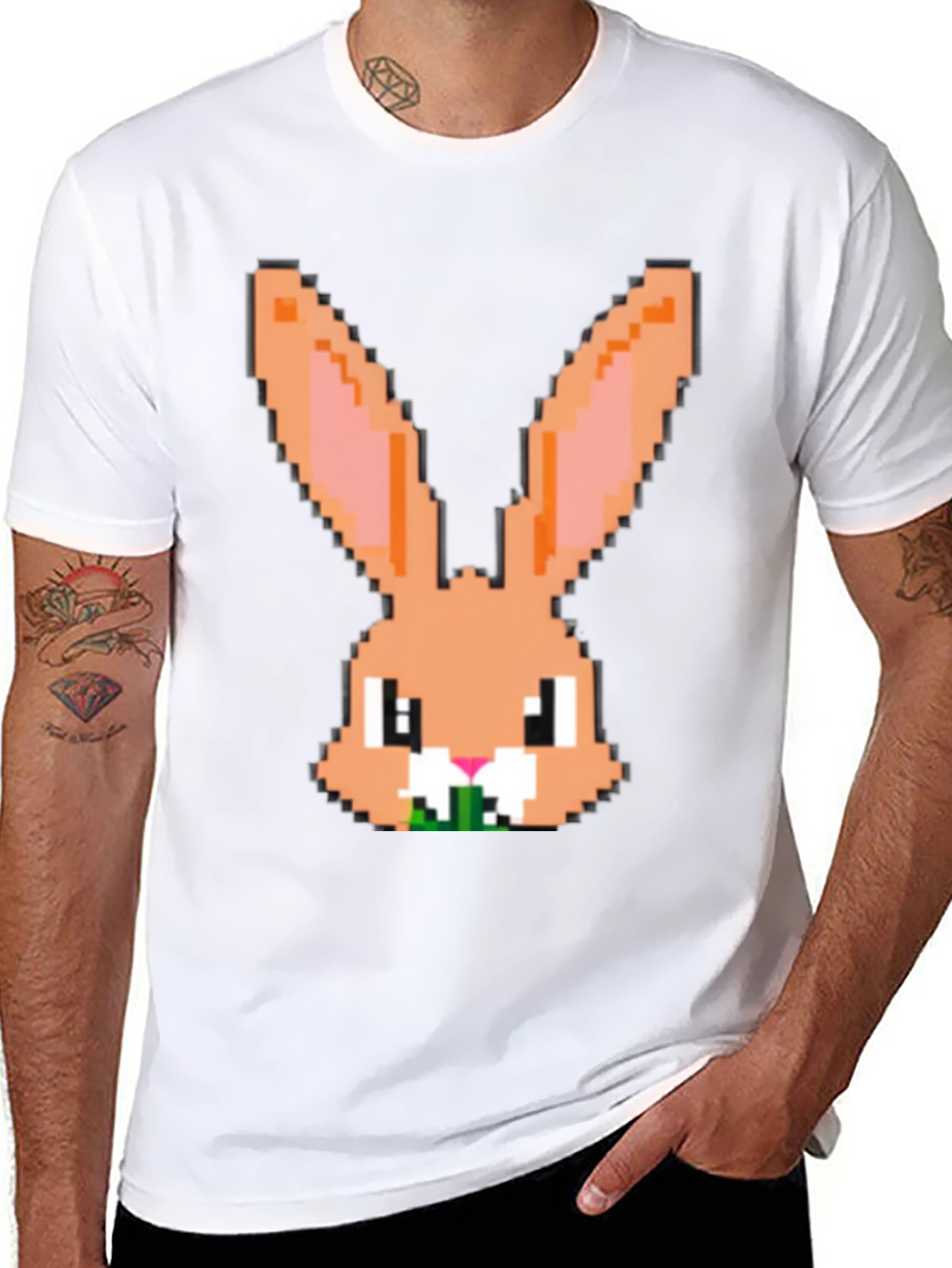 Pixel Rabbit Graphic Tee - Cute Easter Bunny Shirt