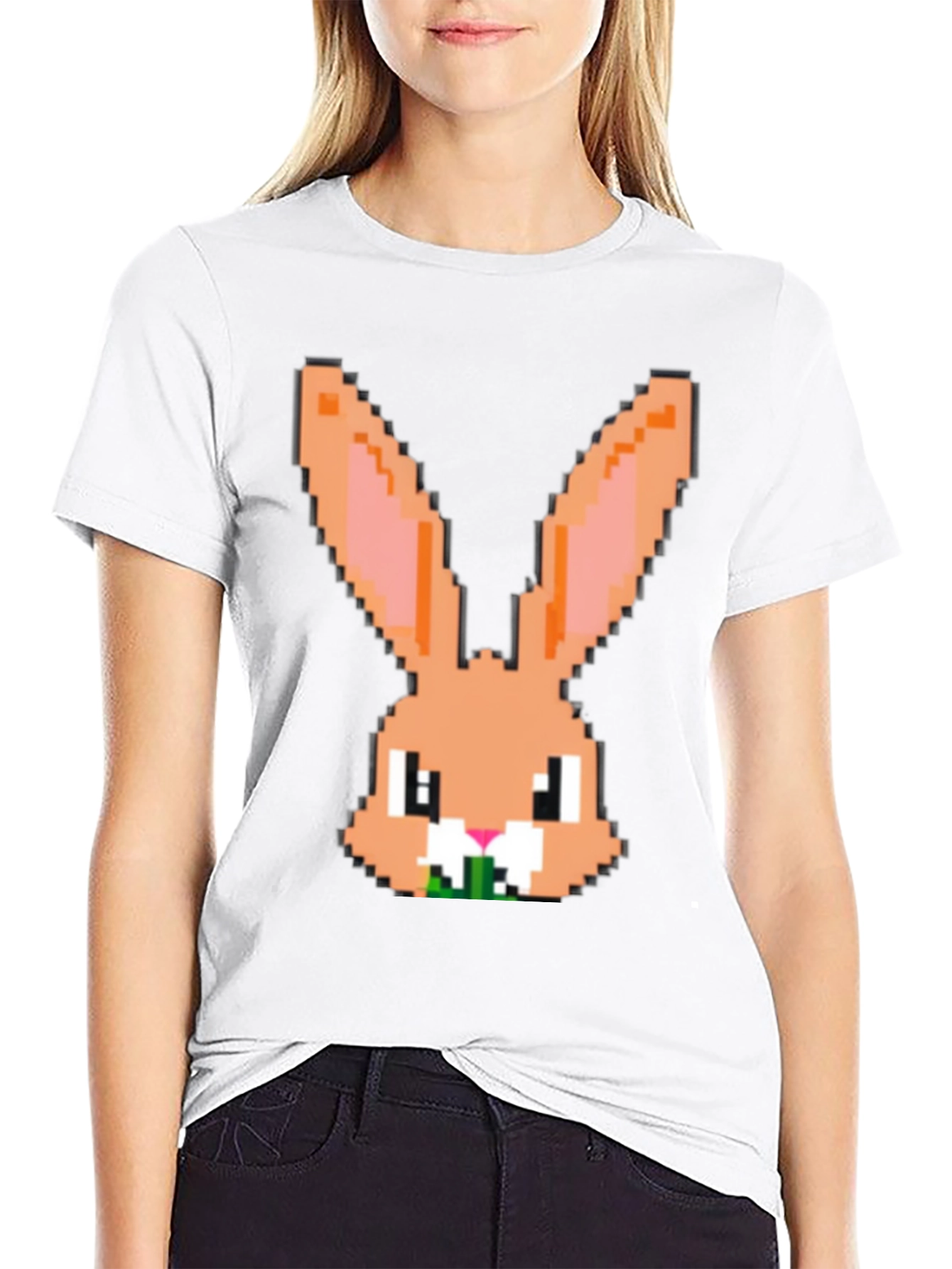 Pixel Rabbit Graphic Tee - Cute Easter Bunny Shirt