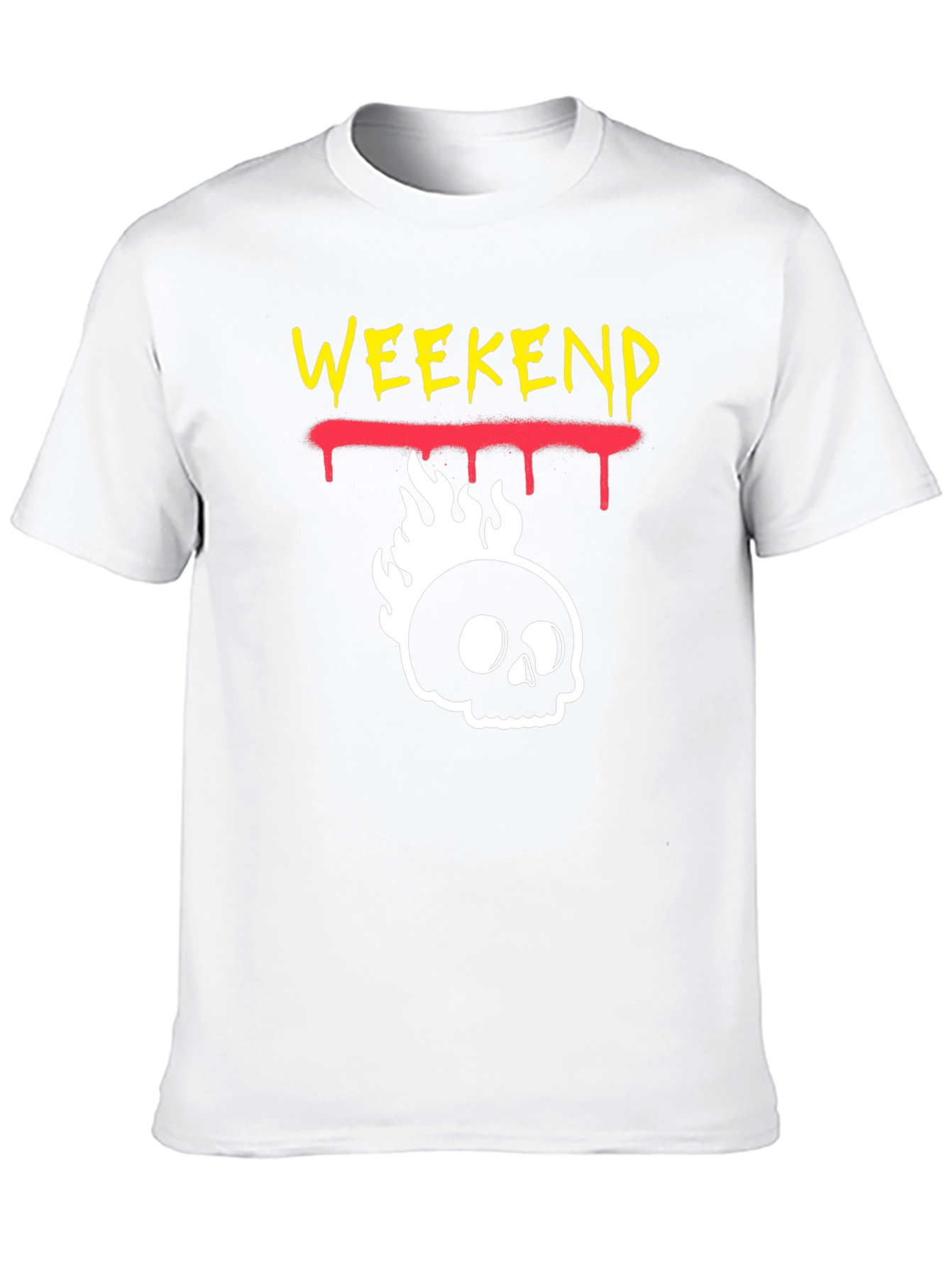 Weekend Skull Flame Graphic Tee - Black