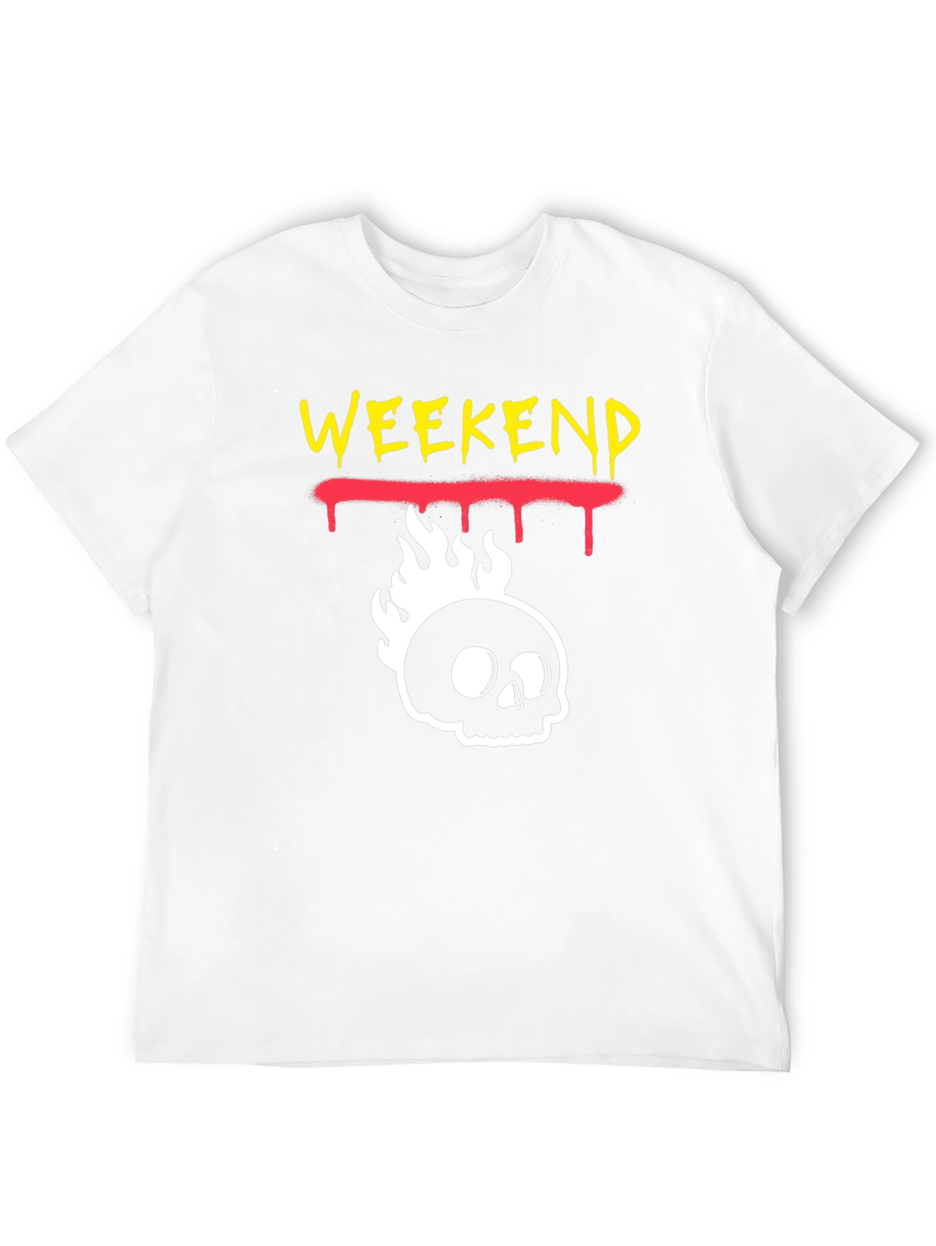 Weekend Skull Flame Graphic Tee - Black