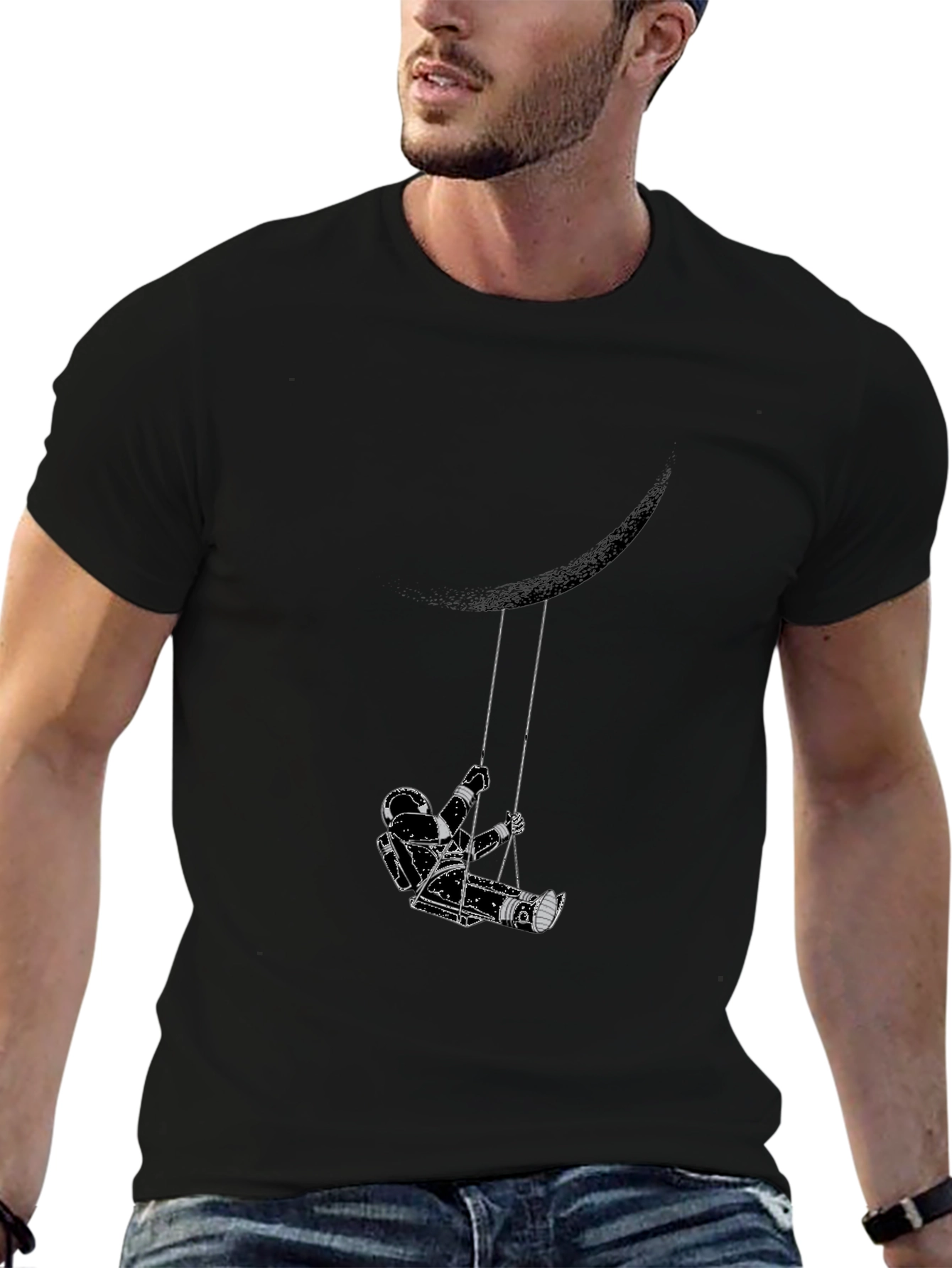 Astronaut Moon Swing Graphic Tee - Black