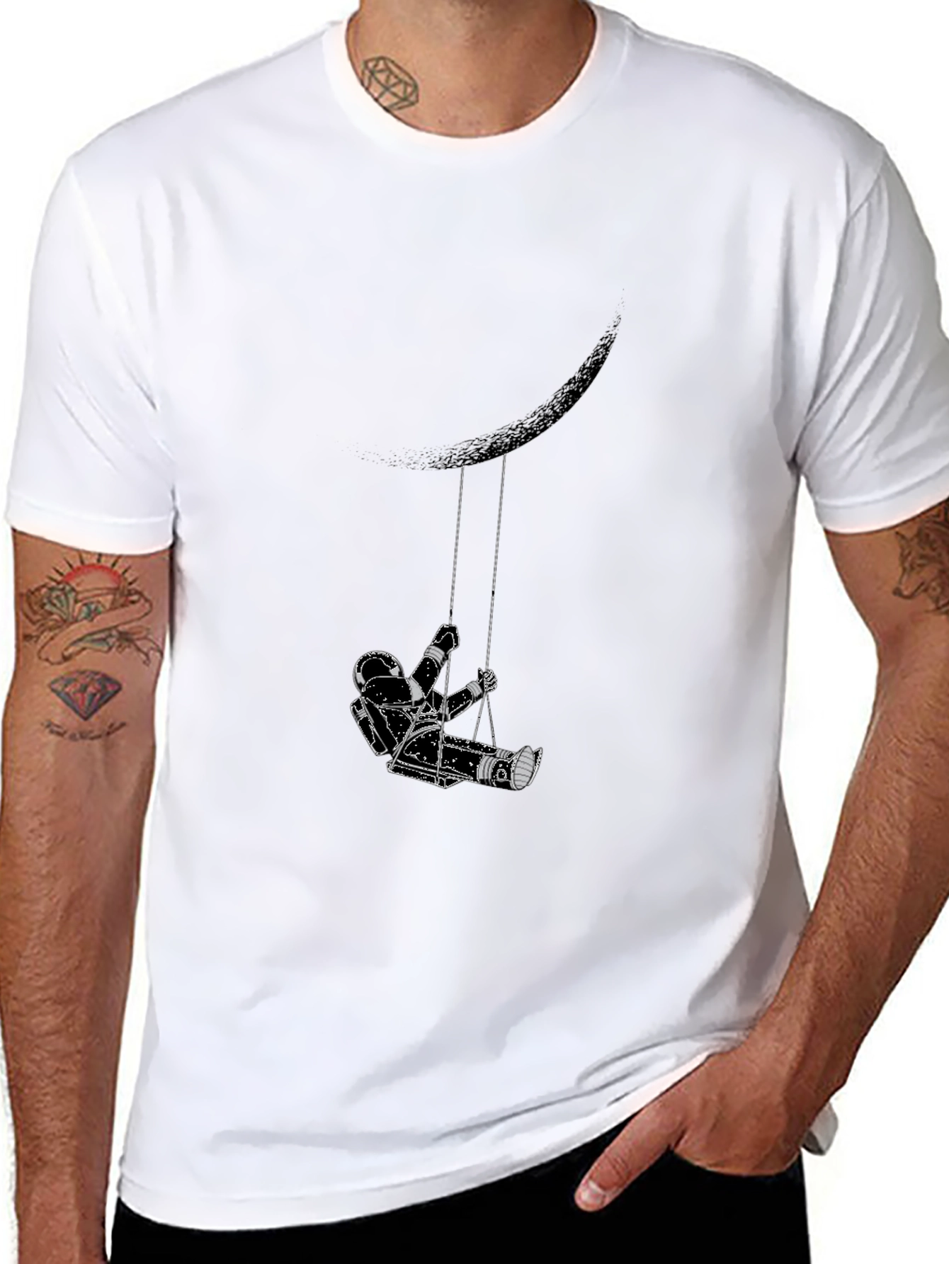 Astronaut Moon Swing Graphic Tee - Black