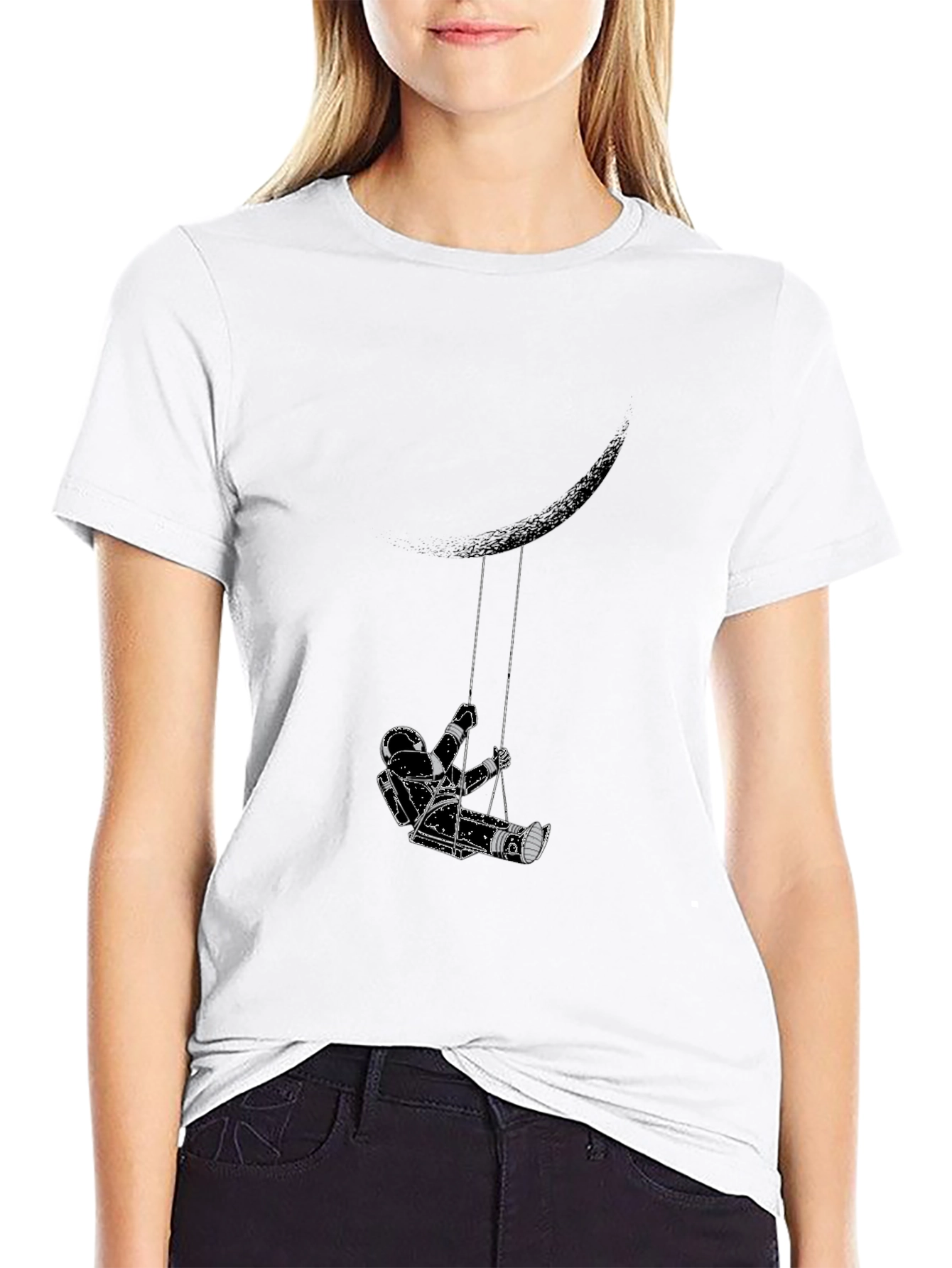 Astronaut Moon Swing Graphic Tee - Black