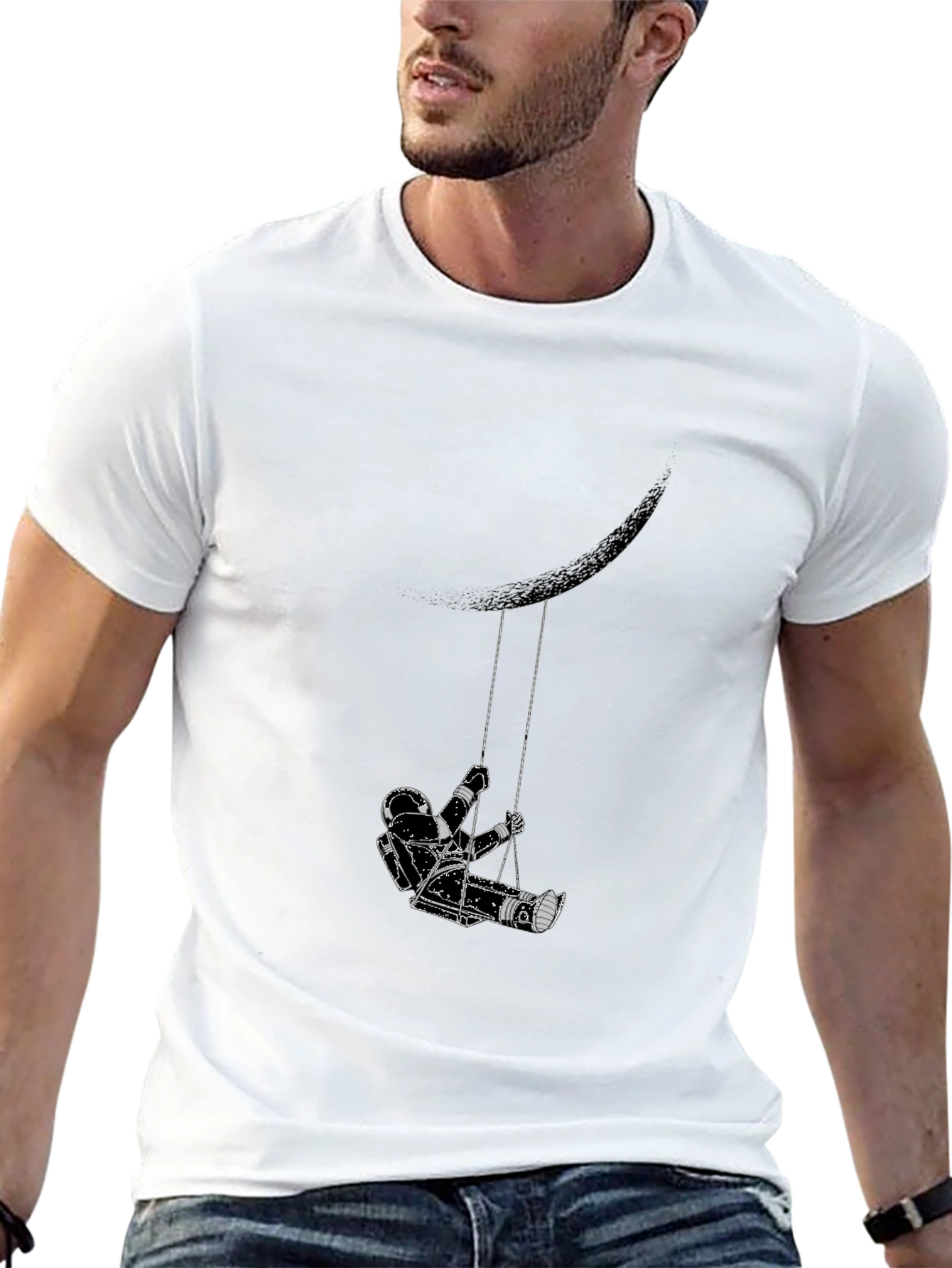 Astronaut Moon Swing Graphic Tee - Black