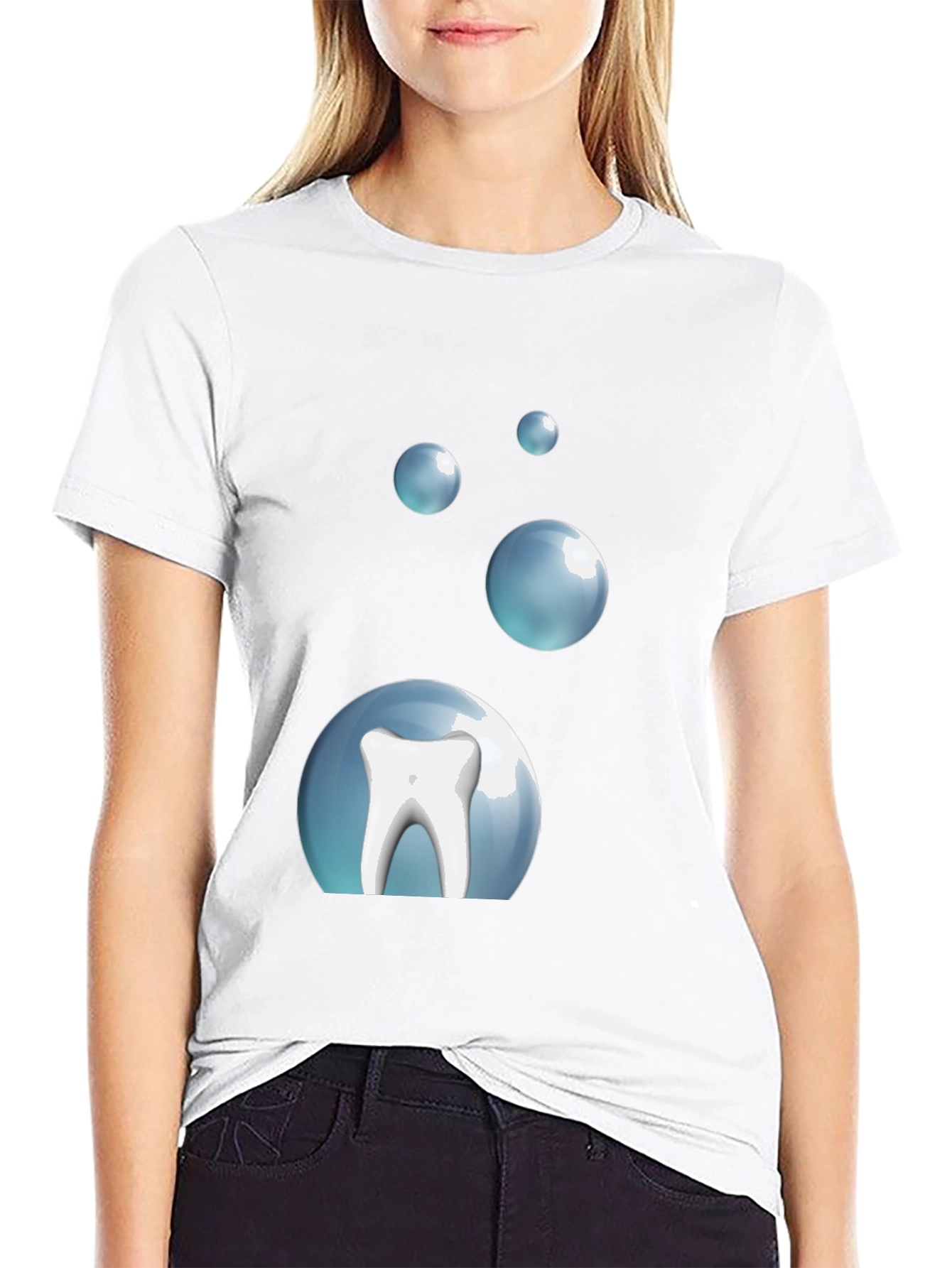 Tooth Bubble T-Shirt - Black Cotton Dental Tee