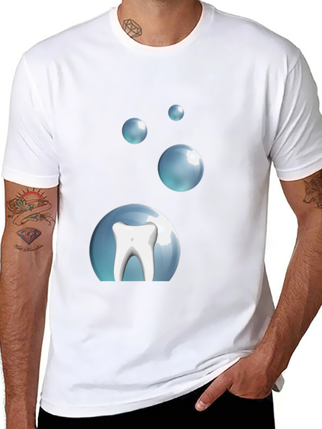 Tooth Bubble T-Shirt - Black Cotton Dental Tee