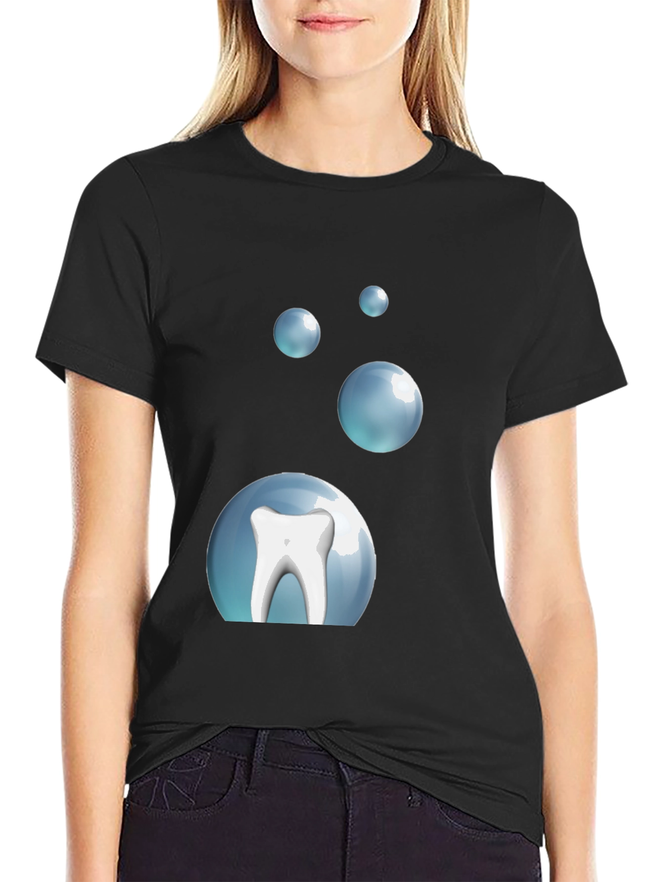 Tooth Bubble T-Shirt - Black Cotton Dental Tee