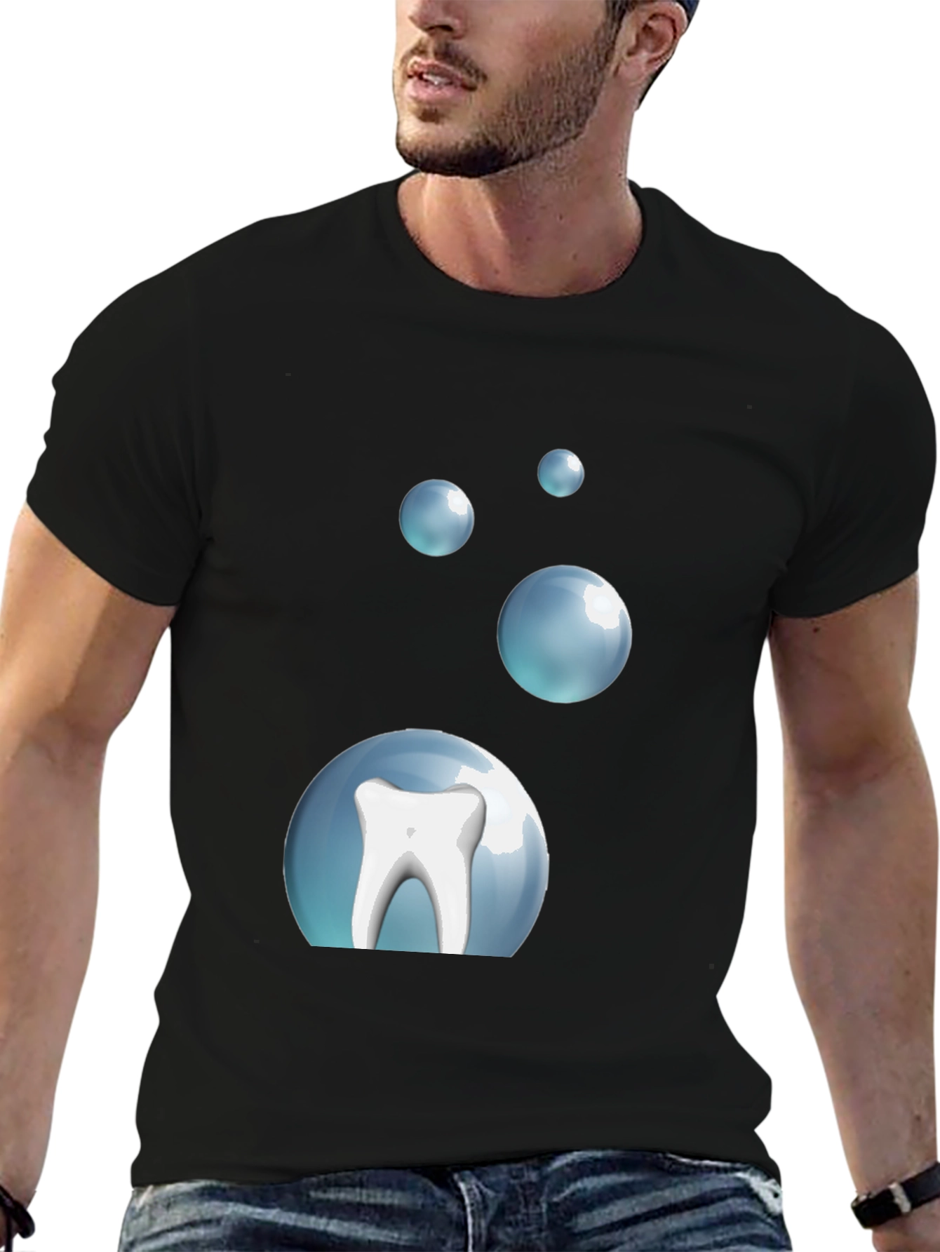 Tooth Bubble T-Shirt - Black Cotton Dental Tee