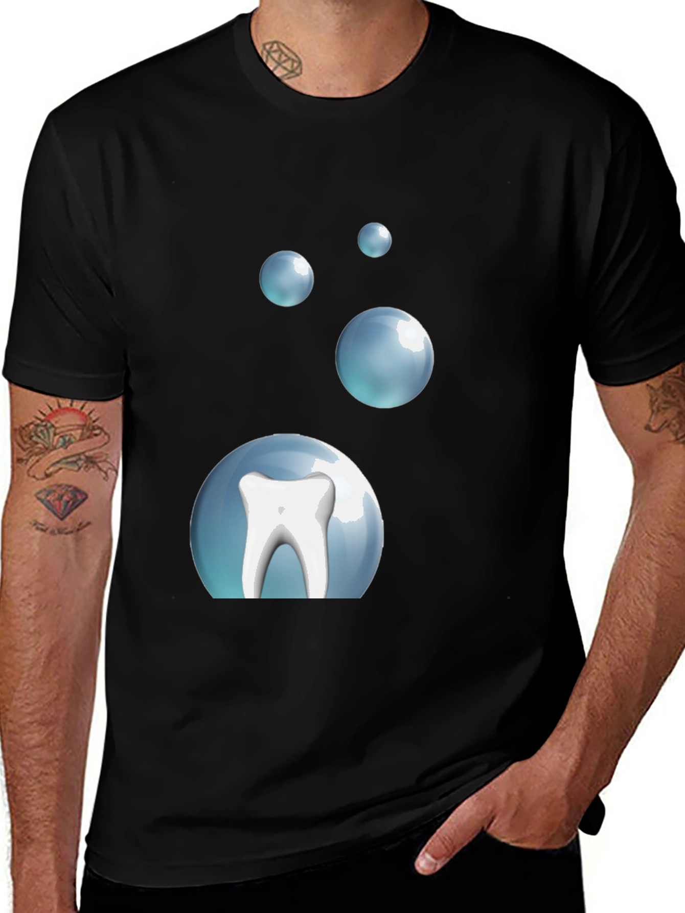 Tooth Bubble T-Shirt - Black Cotton Dental Tee