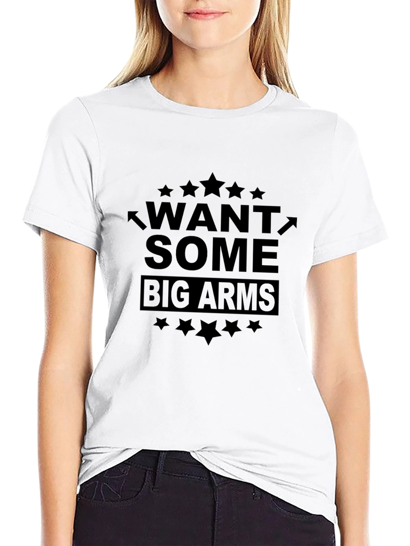Want Some Big Arms Black Graphic T-Shirt