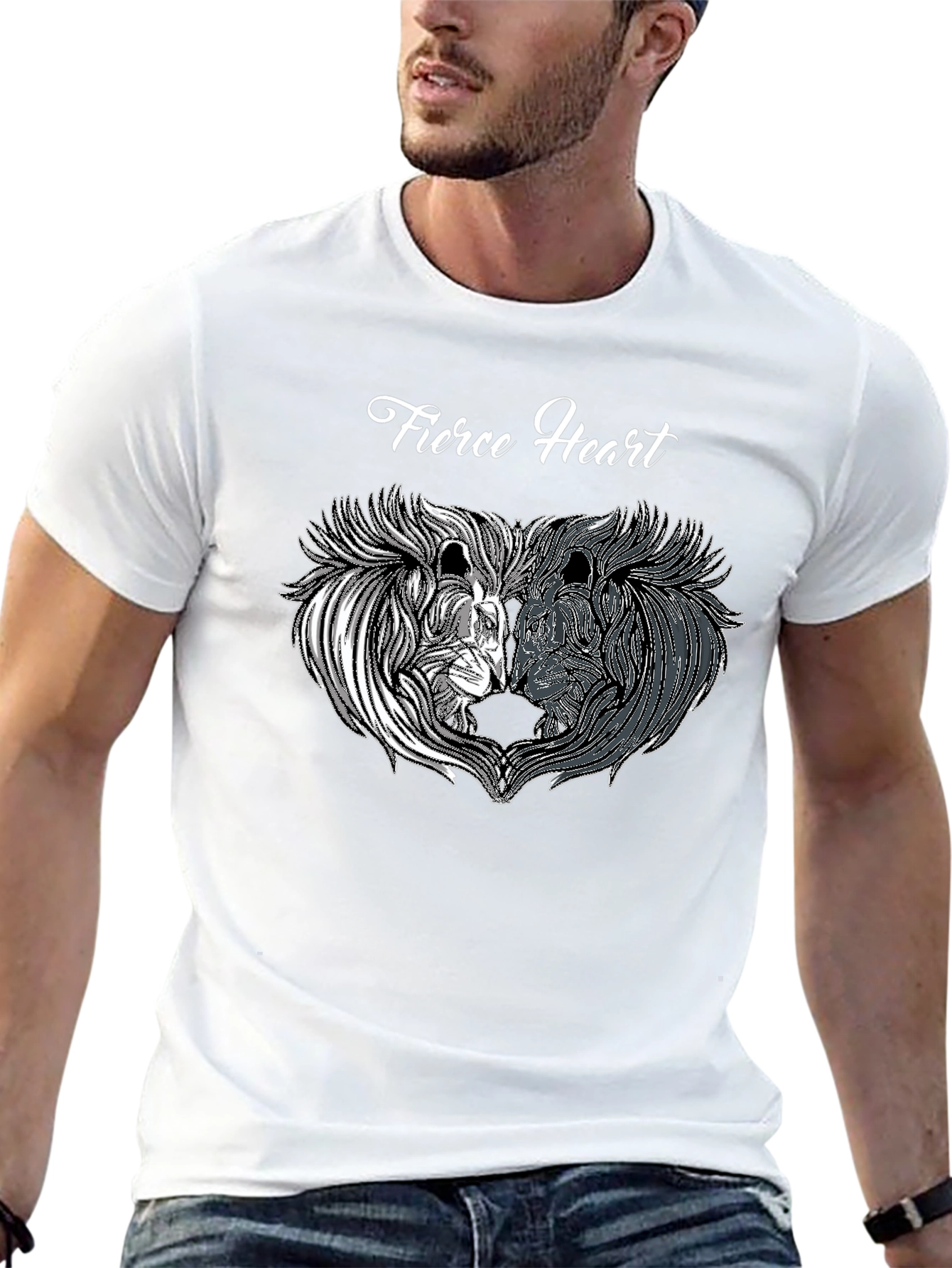 Fierce Heart Lion Graphic Black T-Shirt