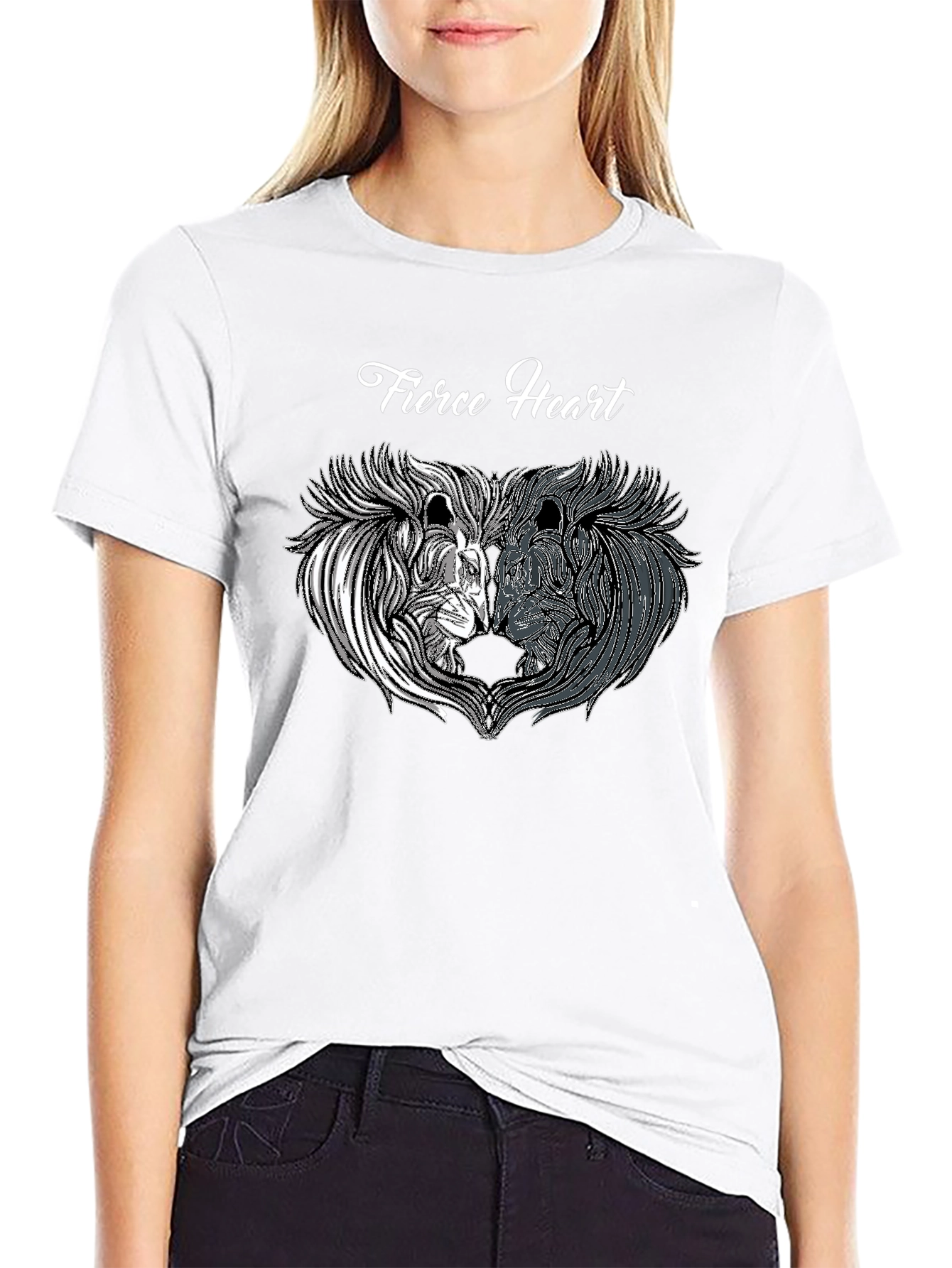 Fierce Heart Lion Graphic Black T-Shirt