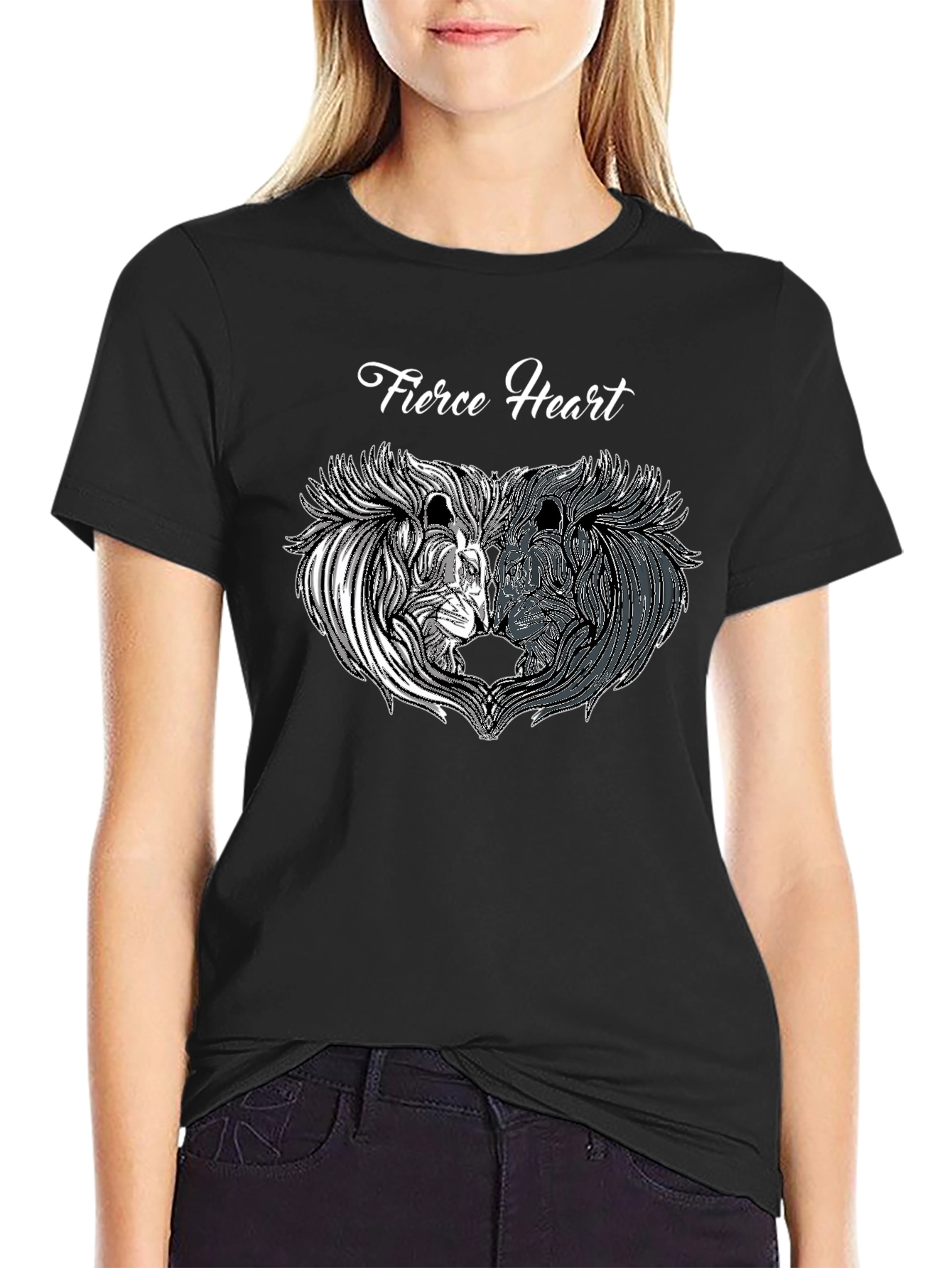 Fierce Heart Lion Graphic Black T-Shirt