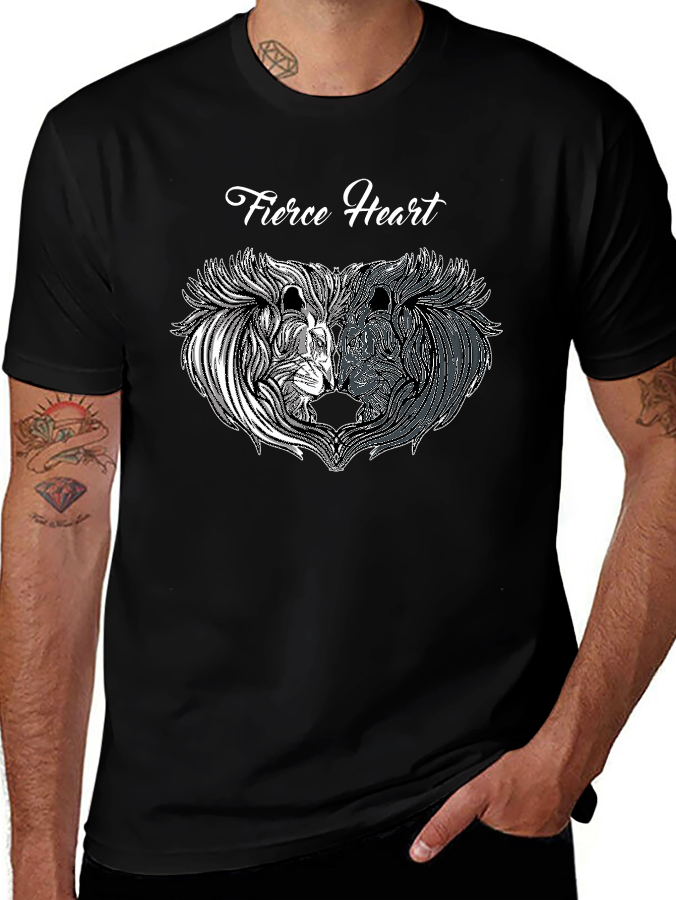 Fierce Heart Lion Graphic Black T-Shirt