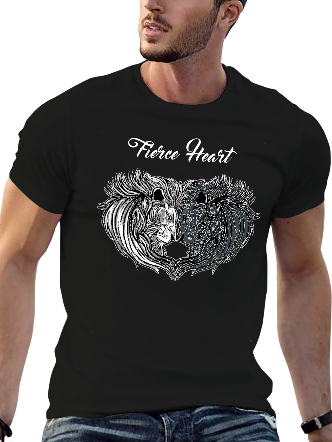 Fierce Heart Lion Graphic Black T-Shirt