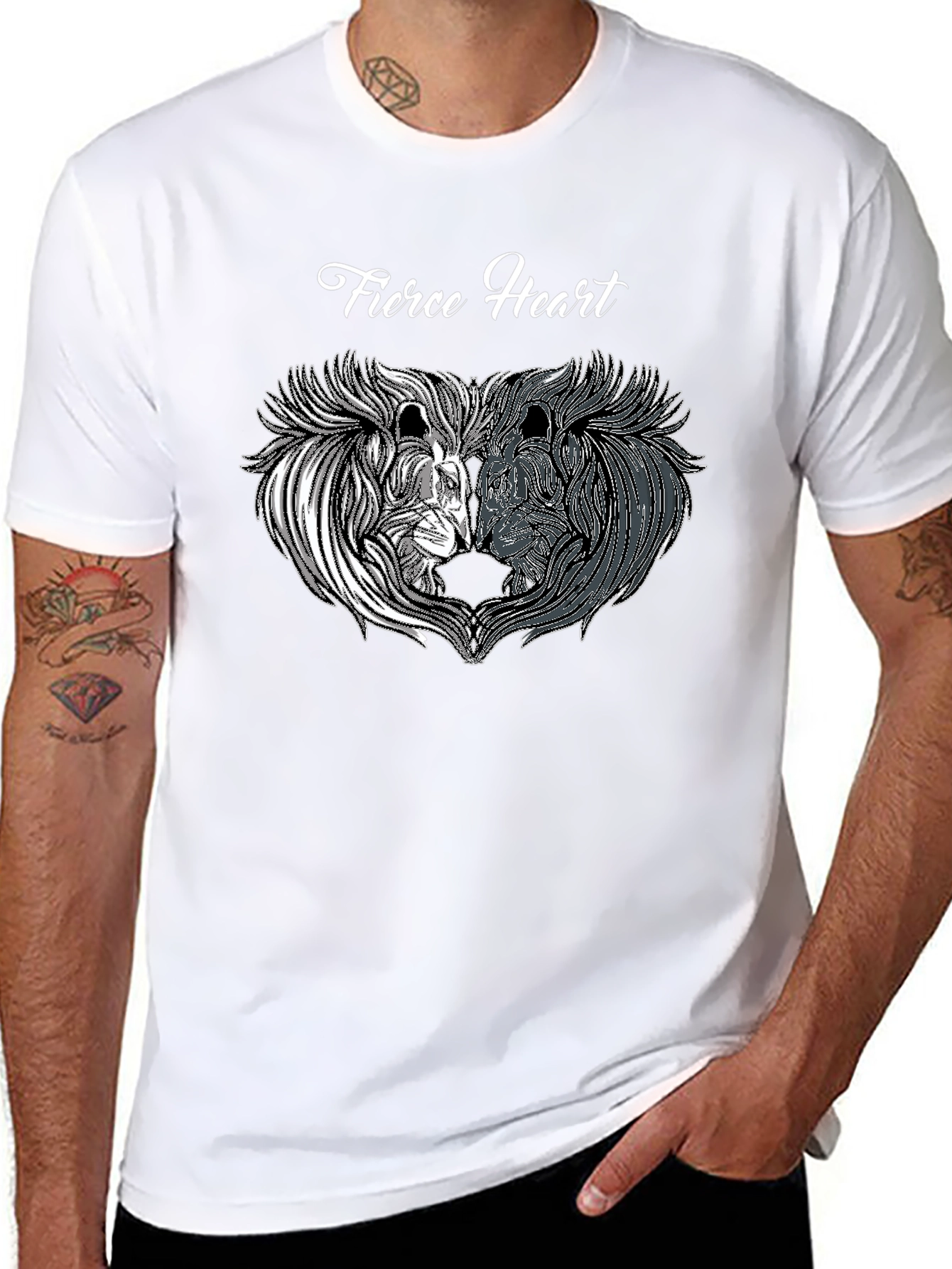 Fierce Heart Lion Graphic Black T-Shirt
