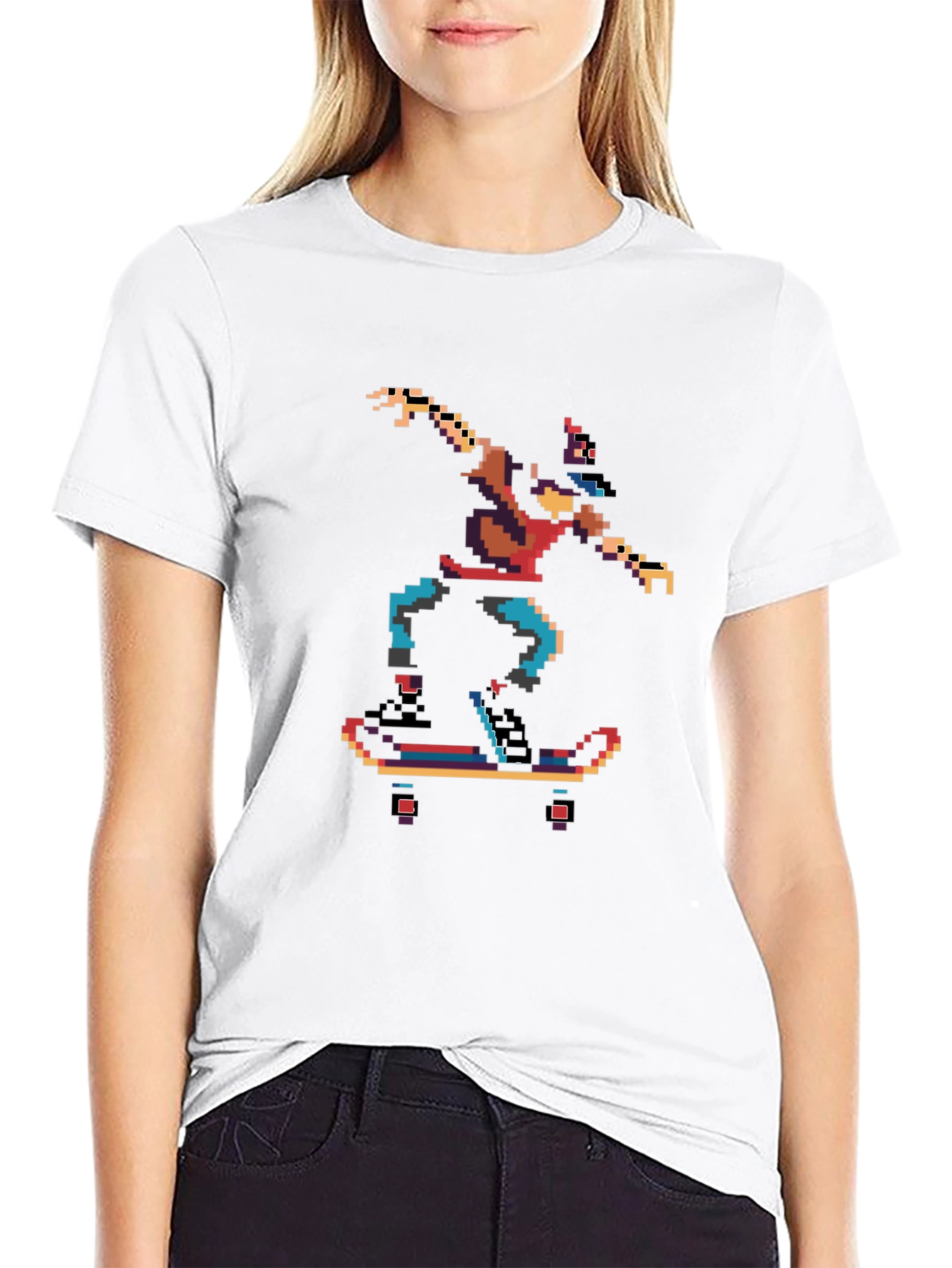 Pixel Skater Graphic T-Shirt - Retro Cool