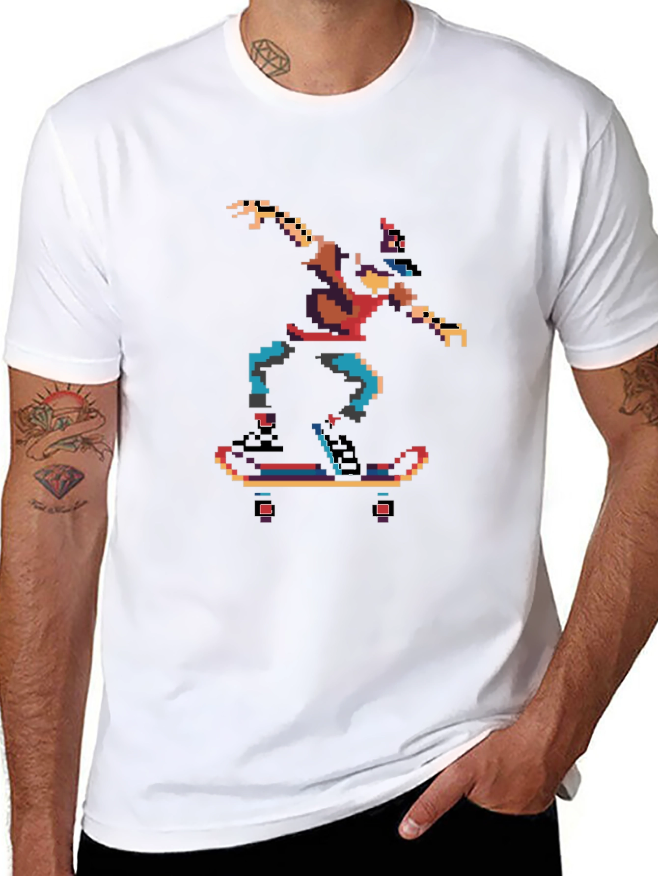 Pixel Skater Graphic T-Shirt - Retro Cool