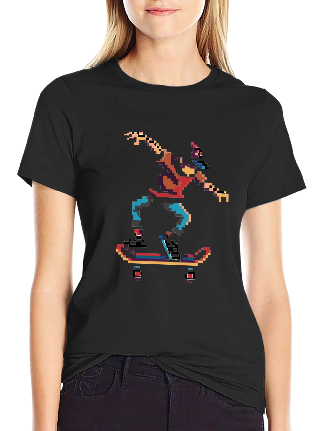 Pixel Skater Graphic T-Shirt - Retro Cool