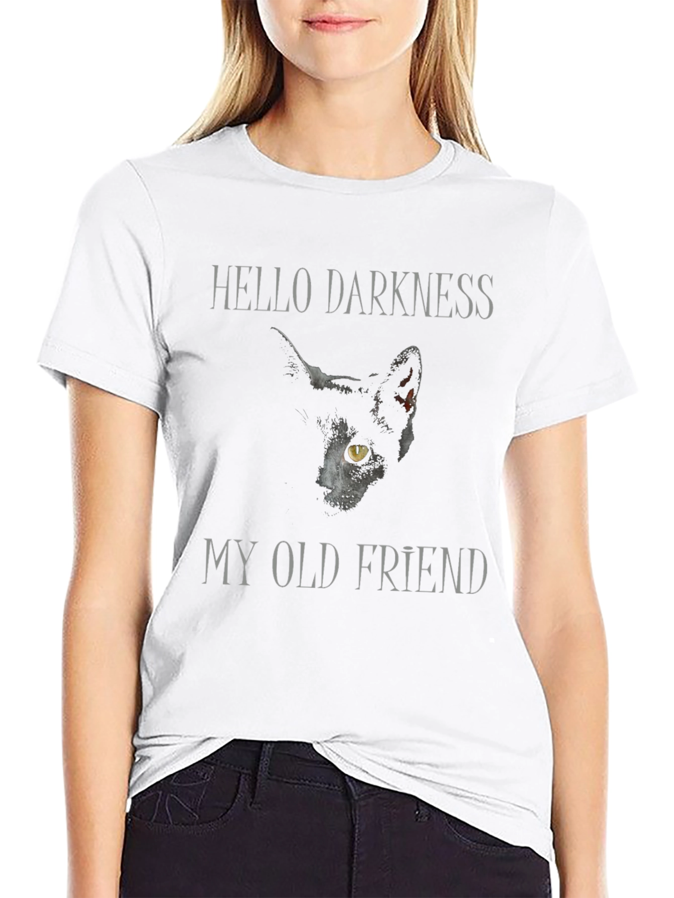 Hello Darkness Cat Graphic T-Shirt