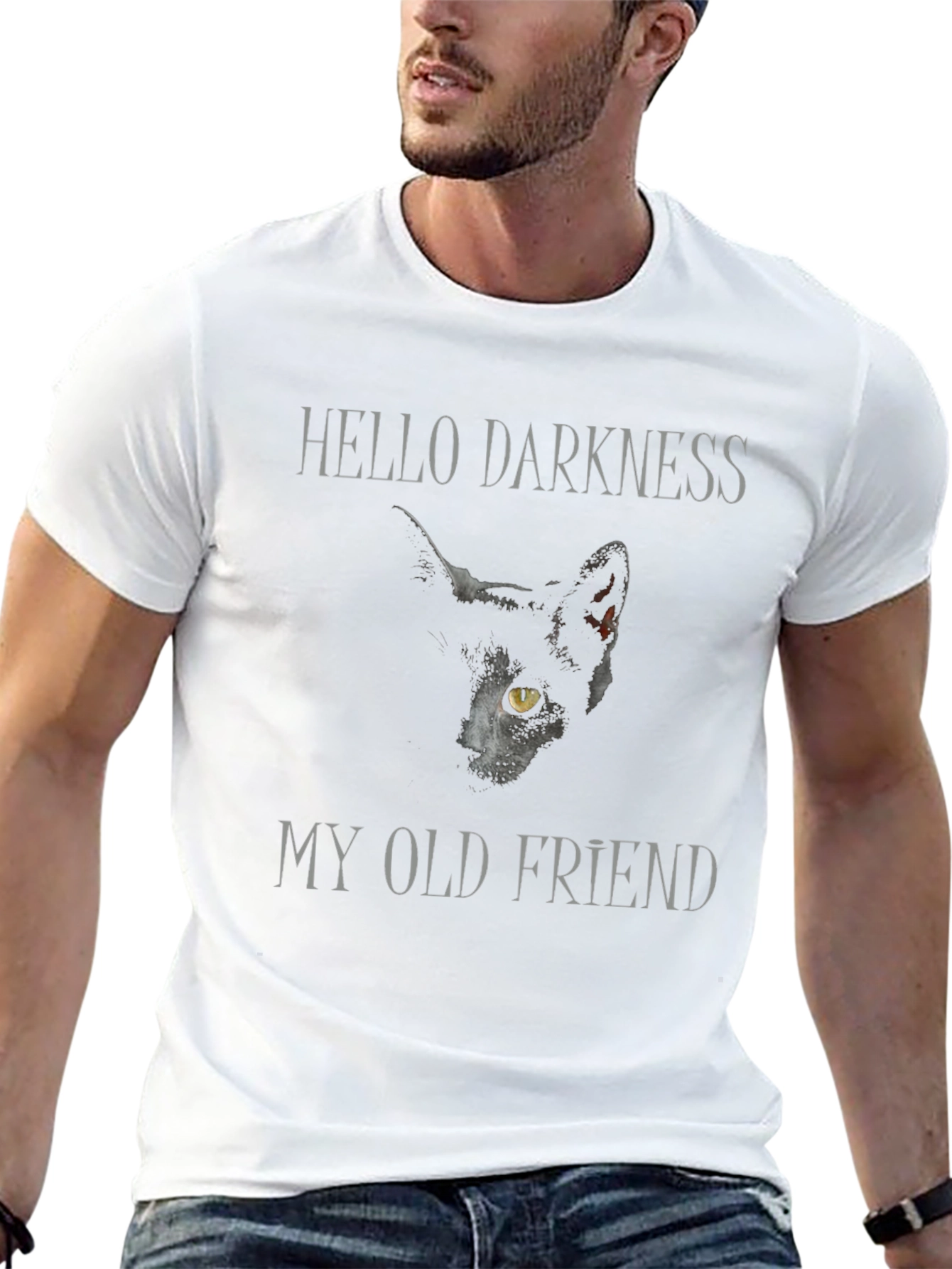 Hello Darkness Cat Graphic T-Shirt