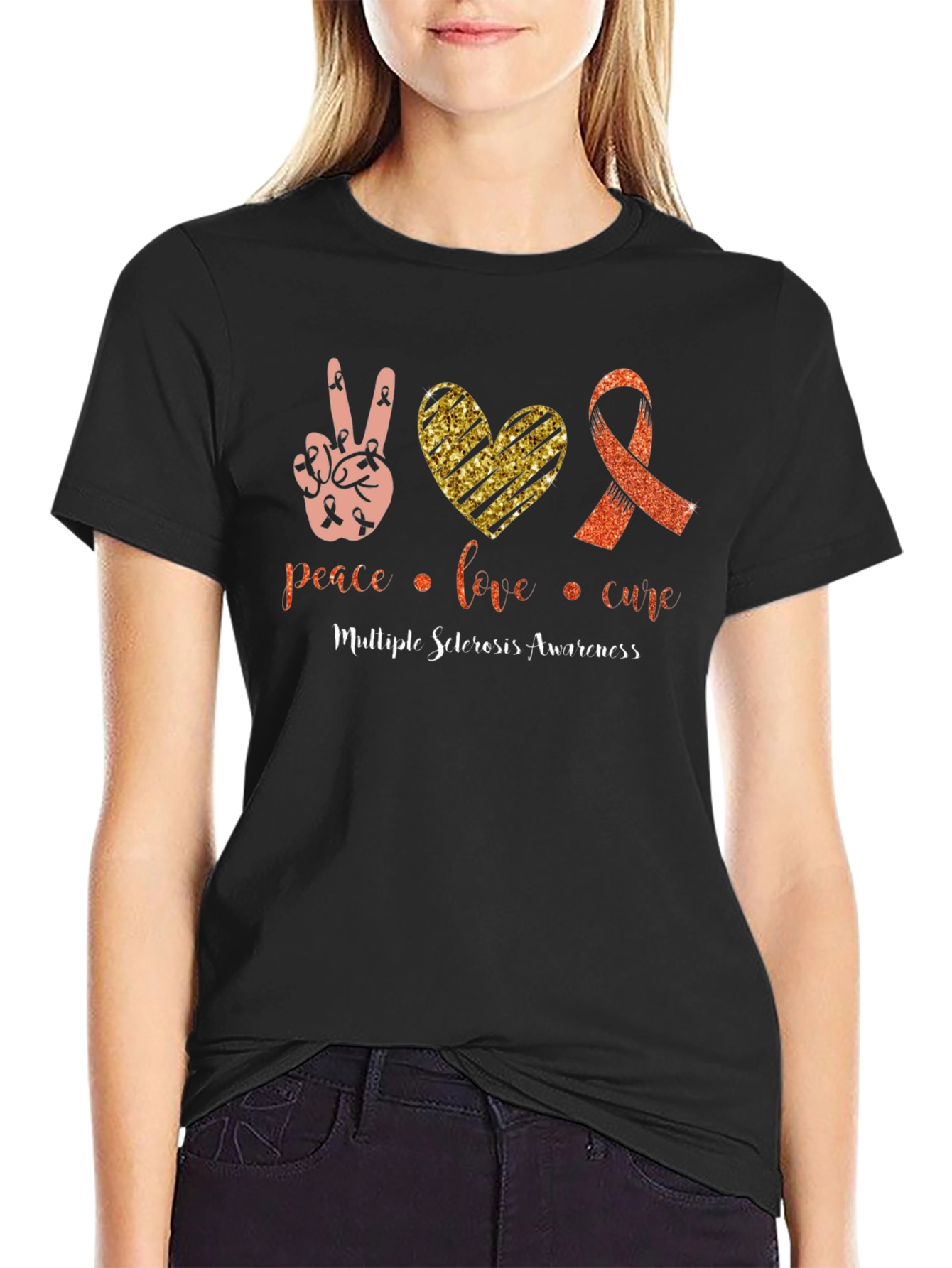 MS Awareness T-Shirt: Peace Love Cure