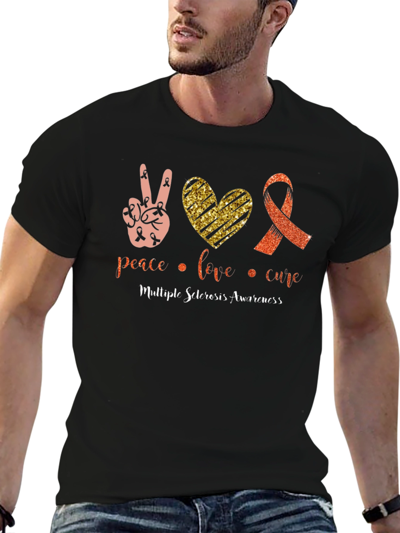 MS Awareness T-Shirt: Peace Love Cure