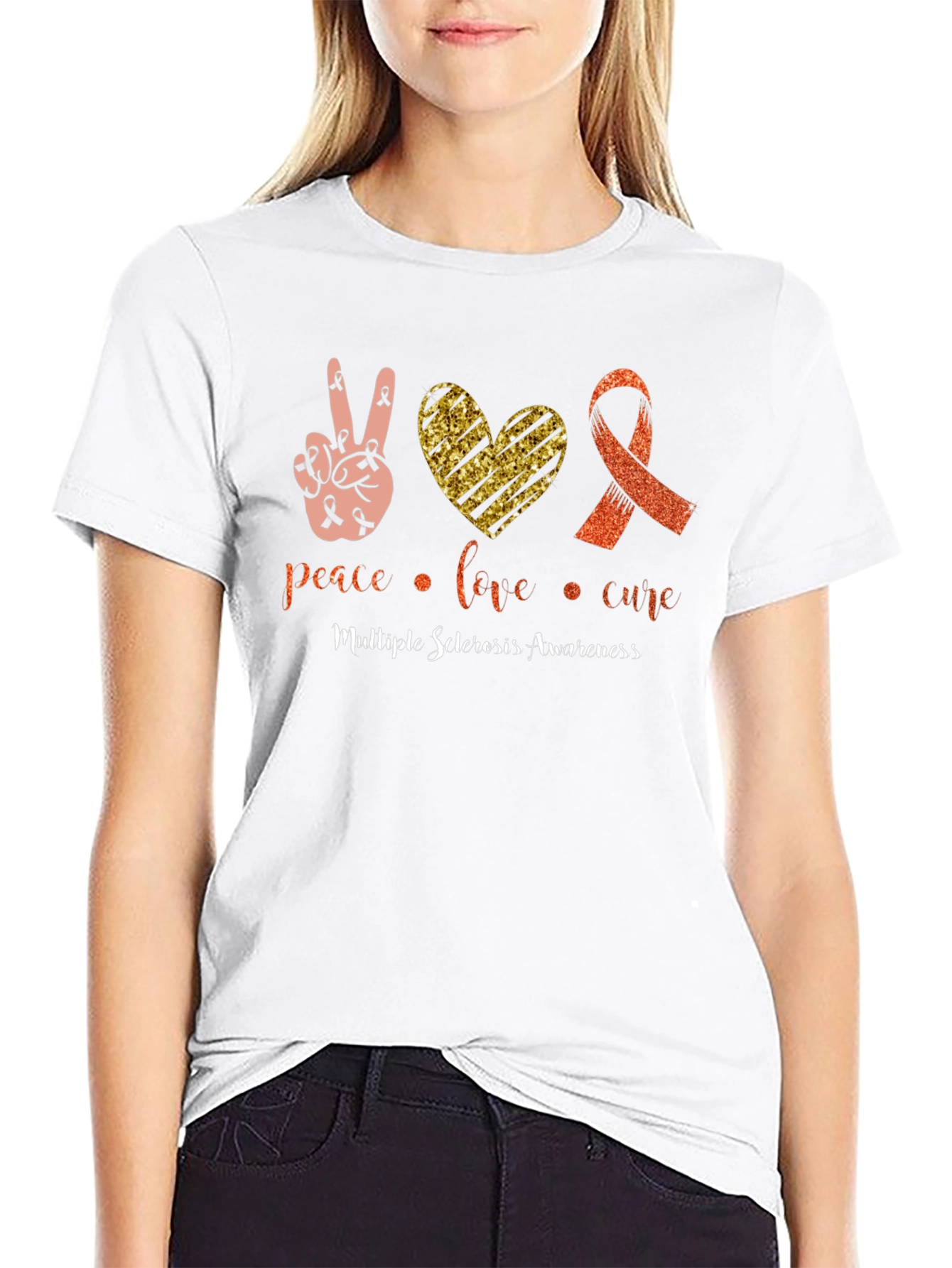 MS Awareness T-Shirt: Peace Love Cure