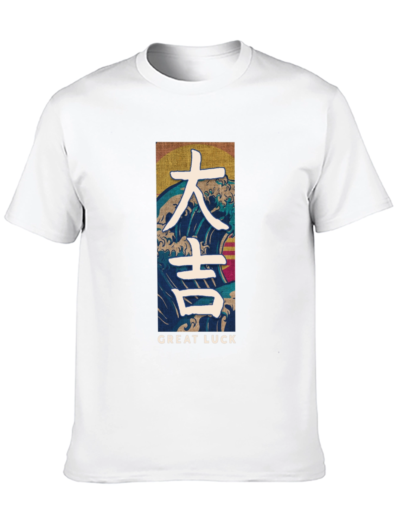 Great Luck Graphic Tee - Japanese Wave Design