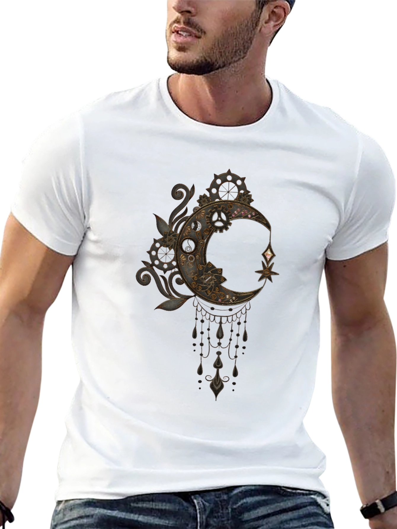 Steampunk Moon Graphic Tee - Black