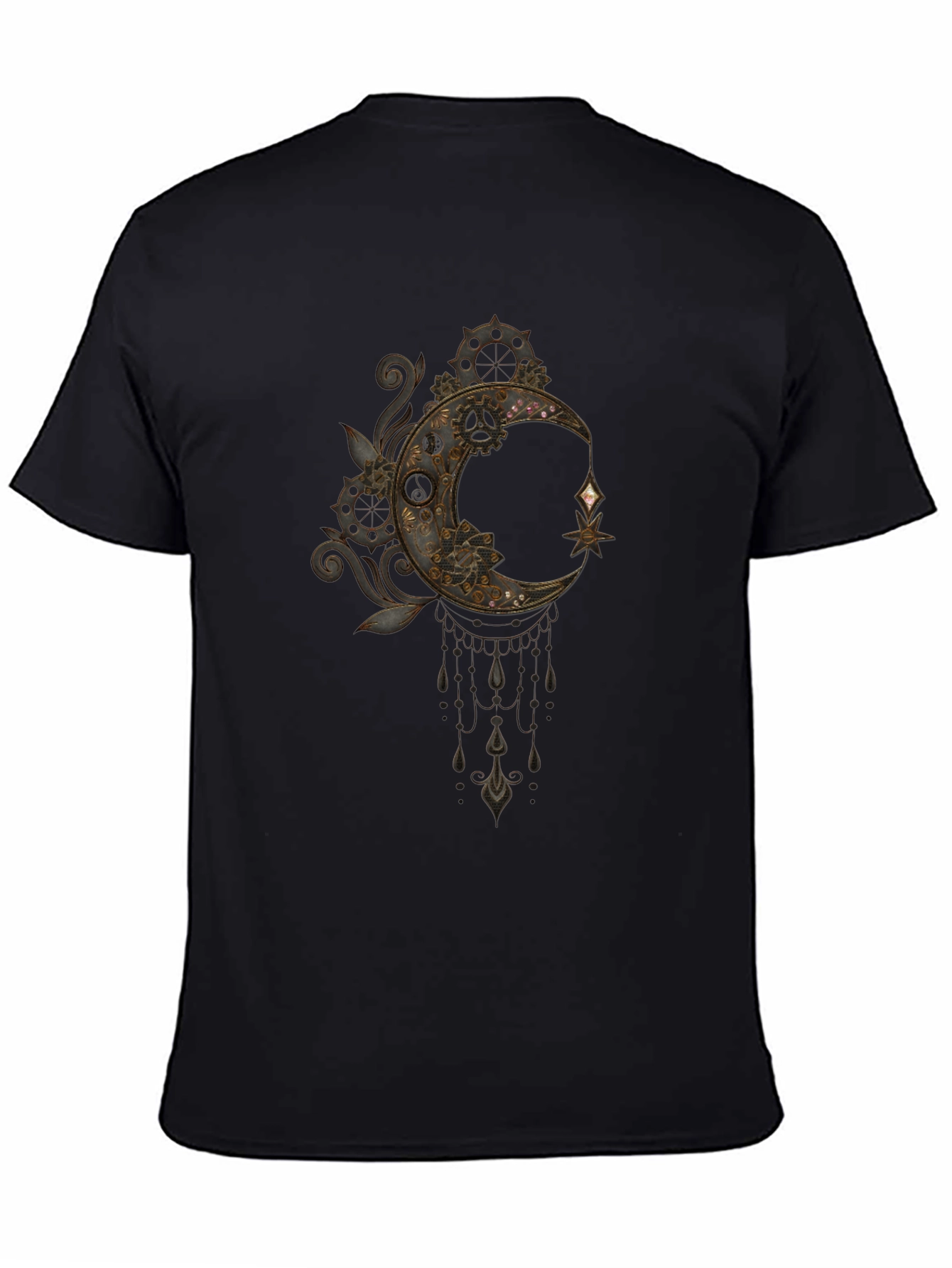 Steampunk Moon Graphic Tee - Black