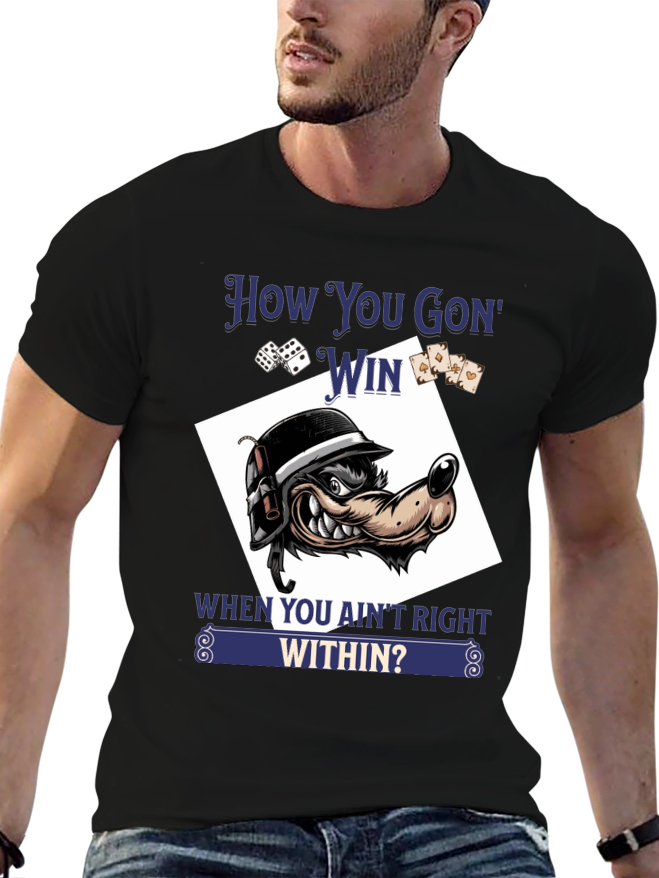 How You Gon Win T-Shirt Wolf Graphic