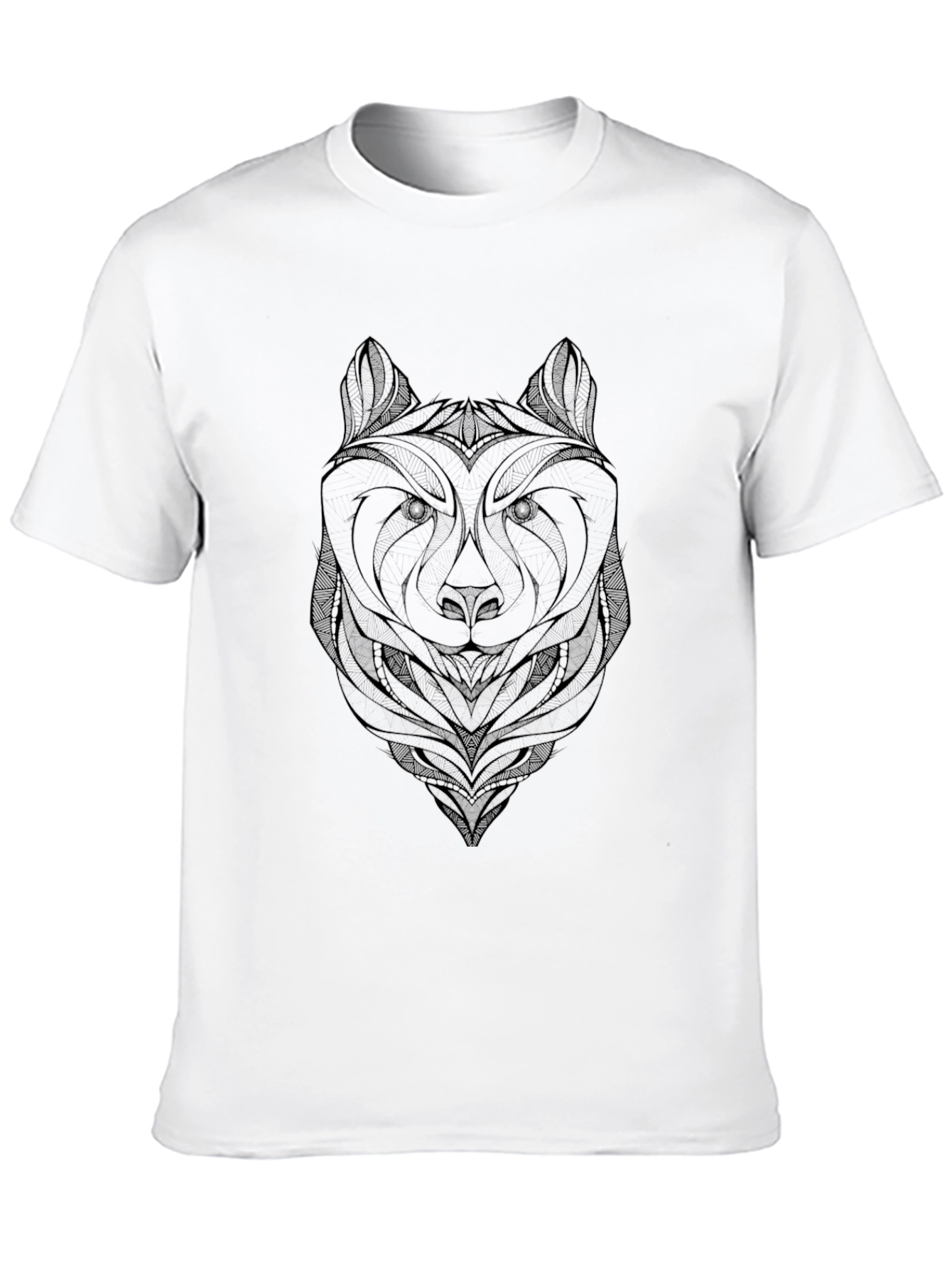 Geometric Wolf Graphic Tee - Black Casual Shirt