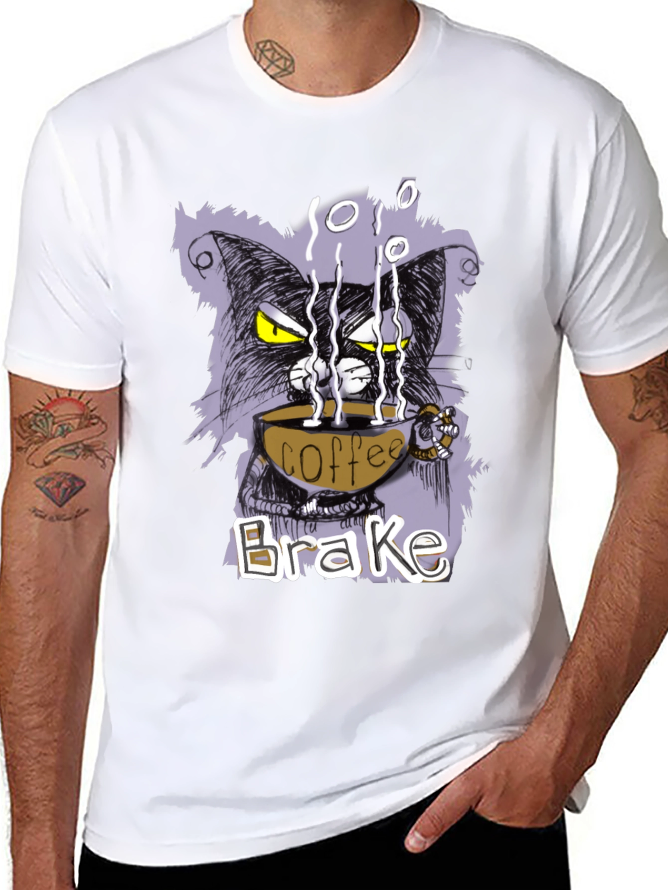 Coffee Brake Cat T-Shirt - Cool Graphic Tee