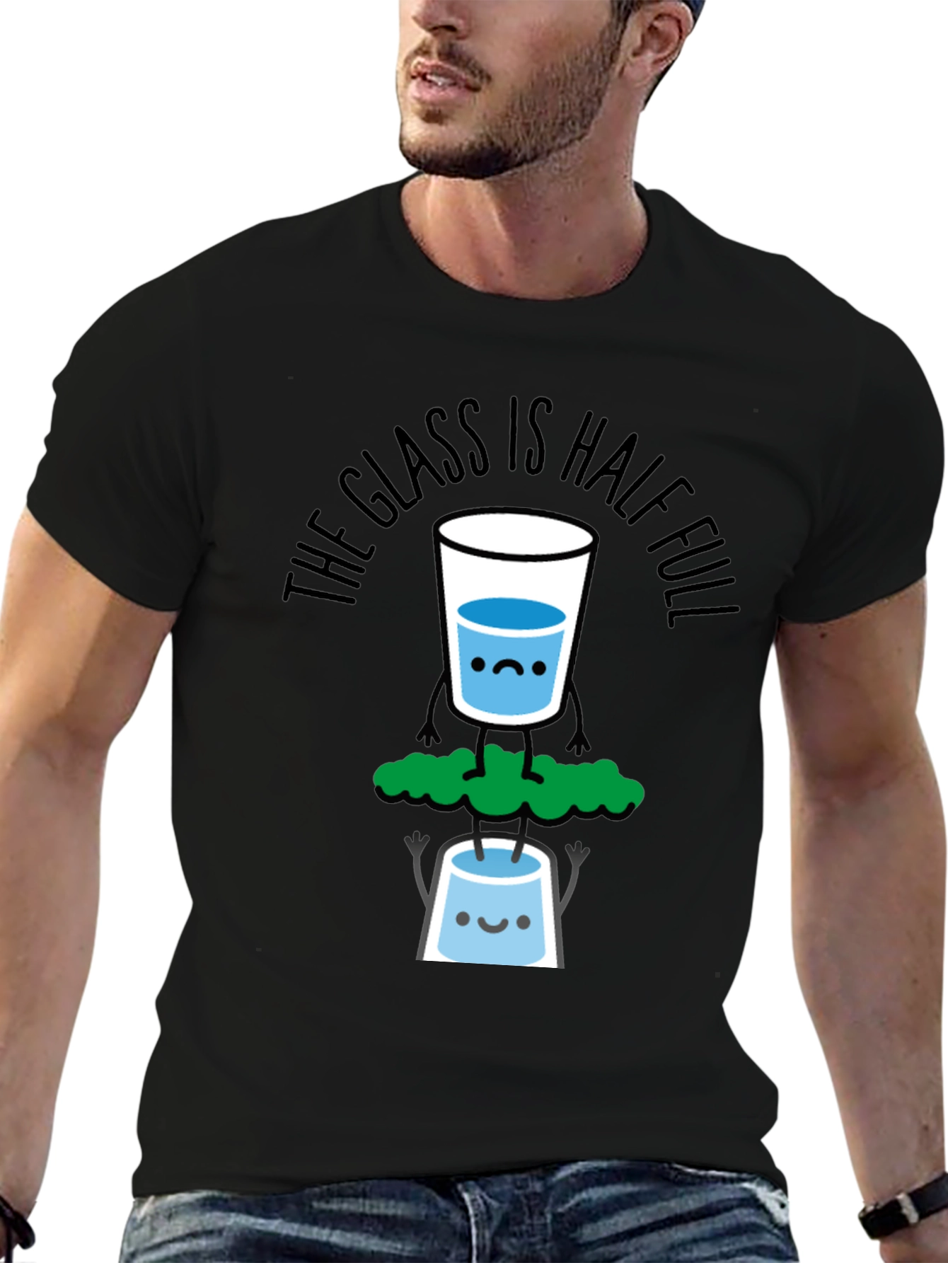 Optimistic Glass Half Full Graphic T-Shirt
