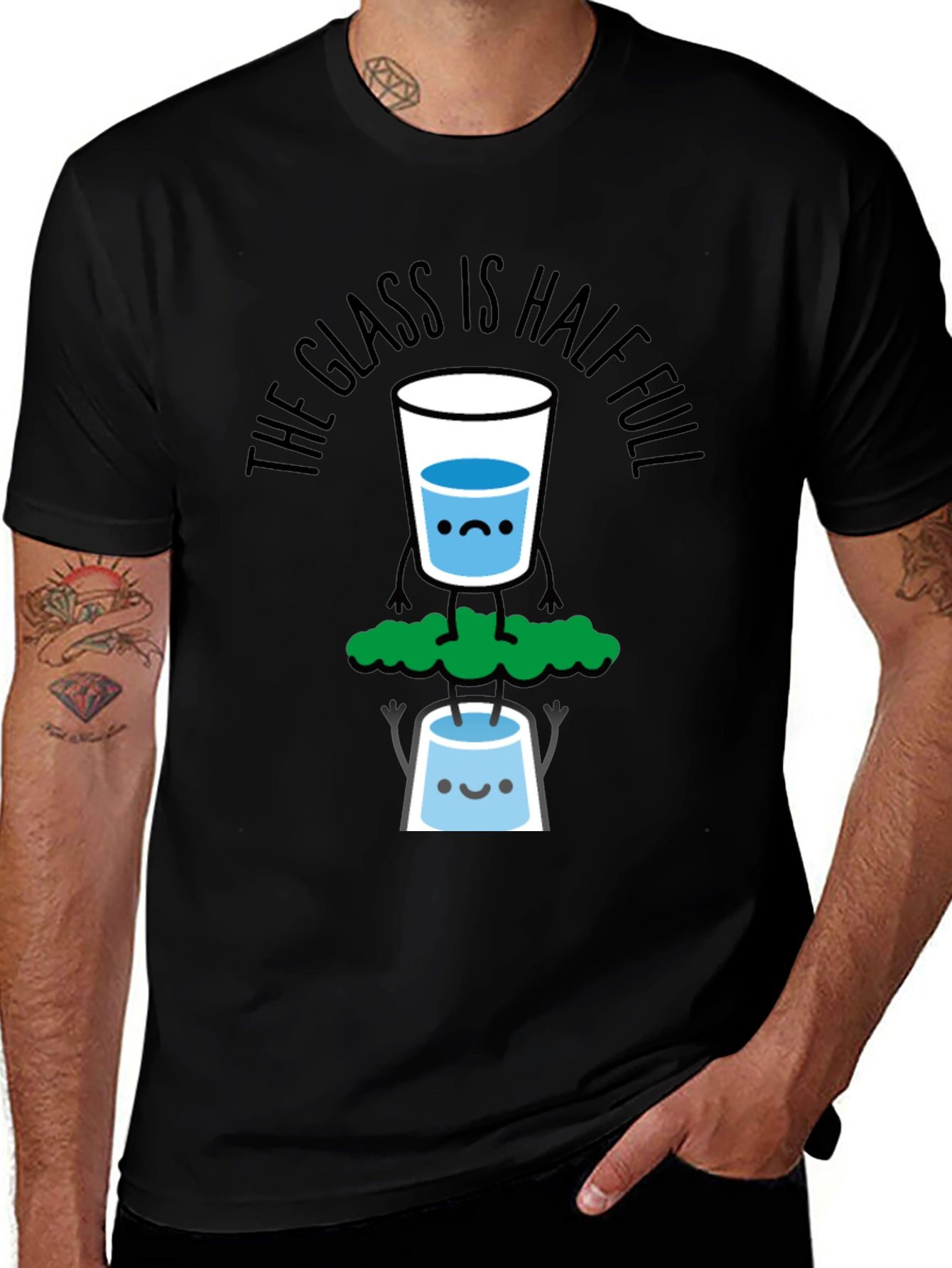Optimistic Glass Half Full Graphic T-Shirt