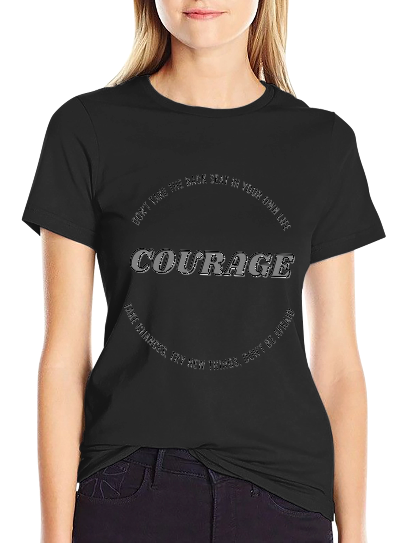 Courage Graphic Tee - Motivational Black T-Shirt