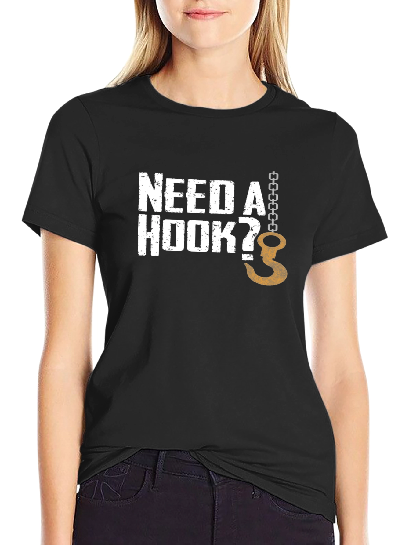 Need a Hook? Mens Graphic Print Crew Neck T-Shirt