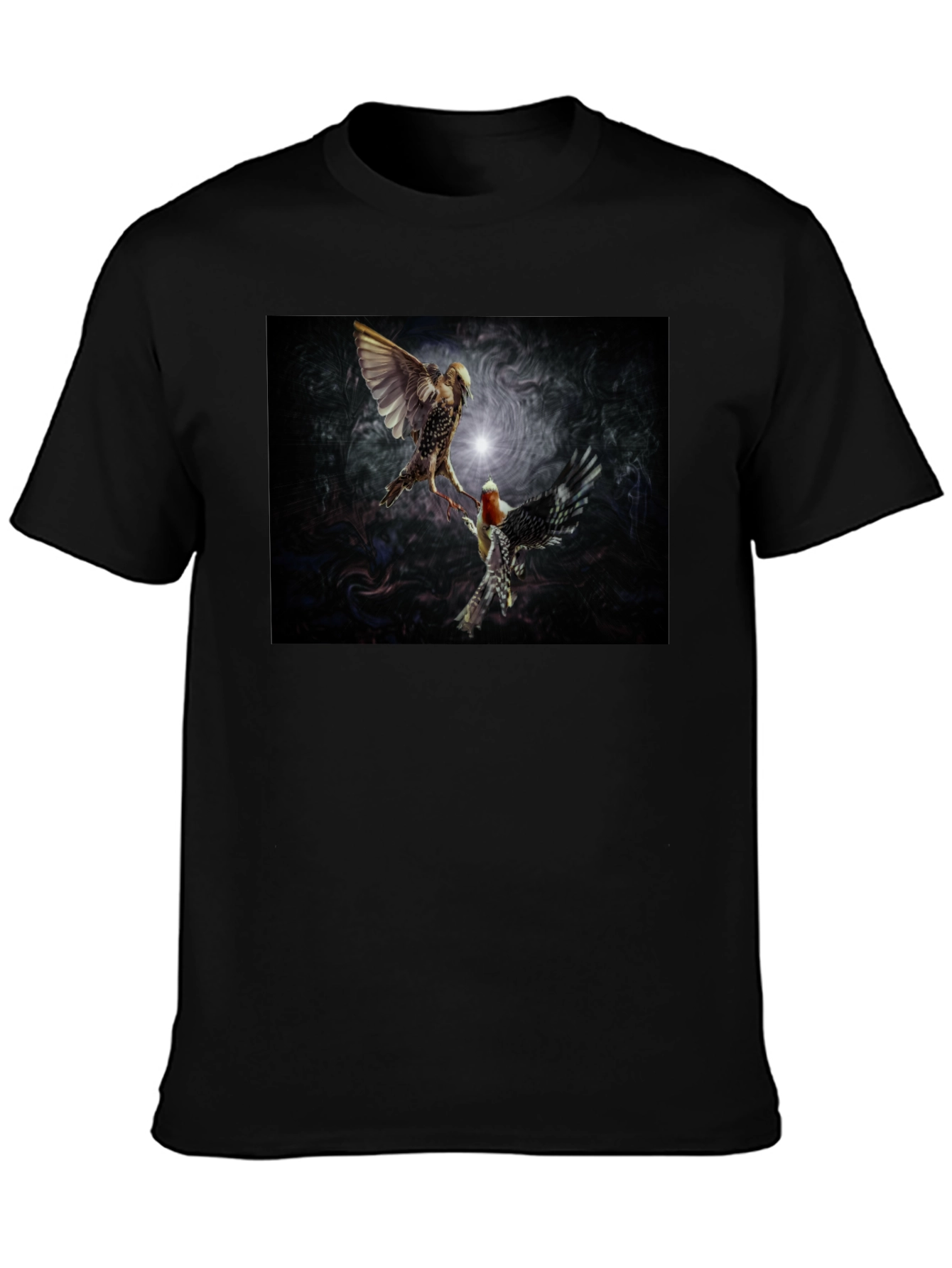 Bird Art Print Black T-Shirt