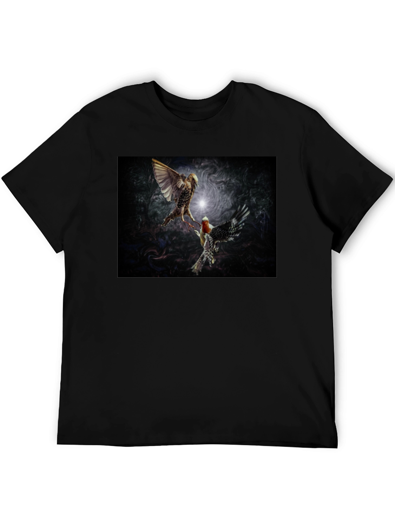 Bird Art Print Black T-Shirt