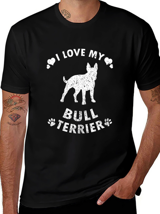 I Love My Bull Terrier Black T-Shirt