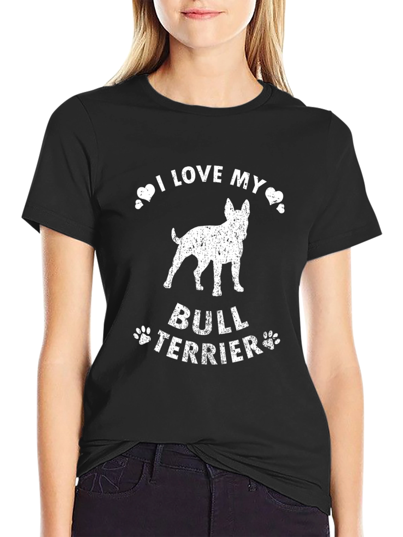 I Love My Bull Terrier Black T-Shirt