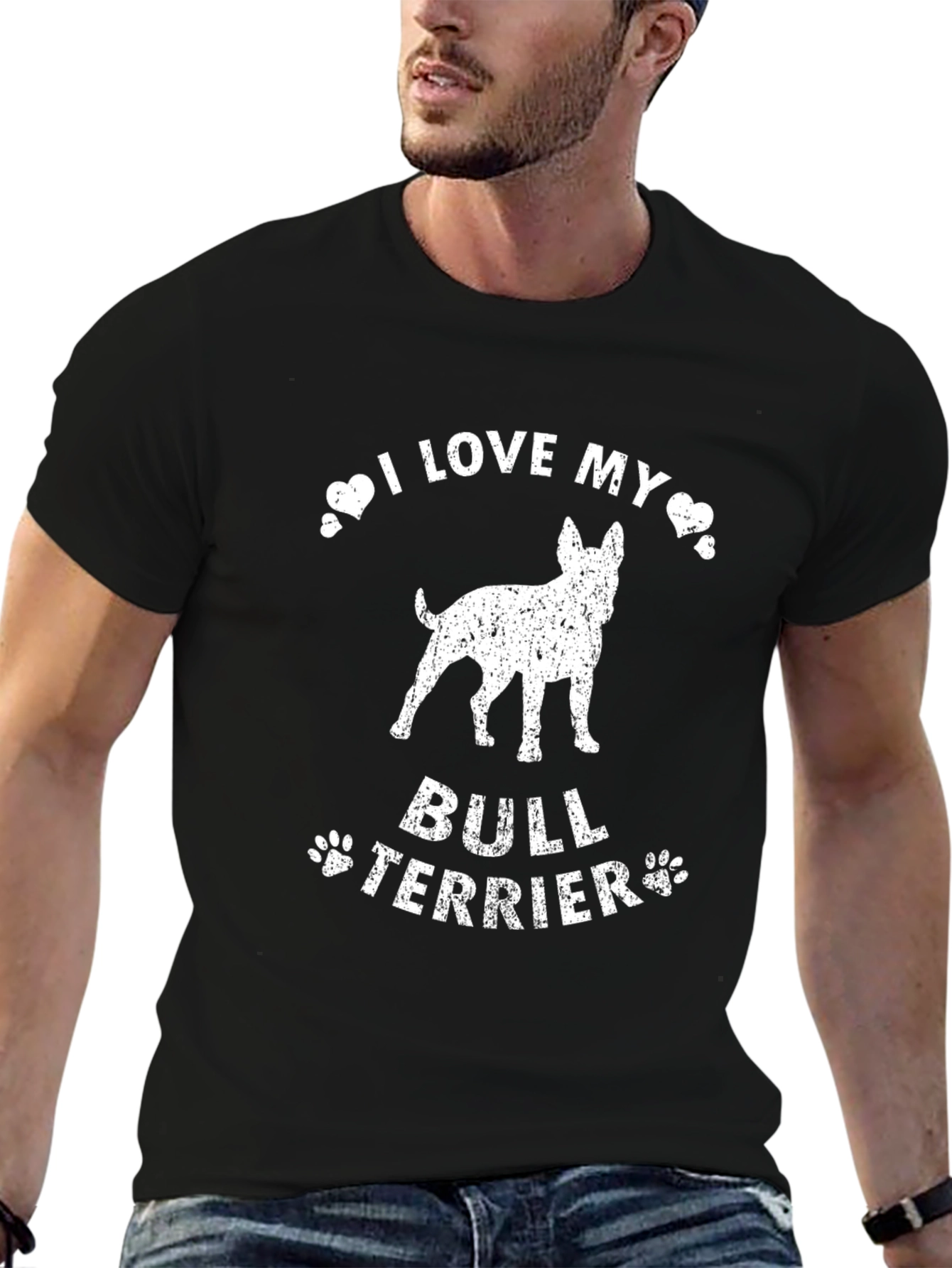 I Love My Bull Terrier Black T-Shirt
