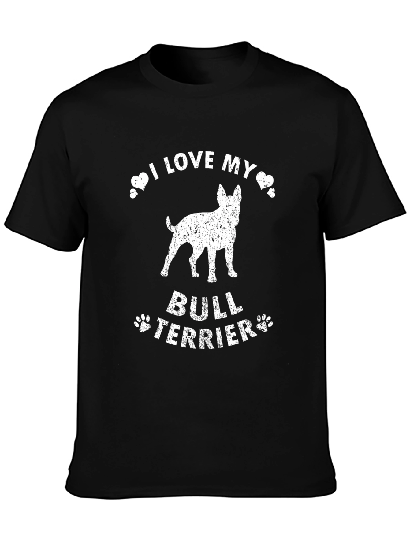 I Love My Bull Terrier Black T-Shirt