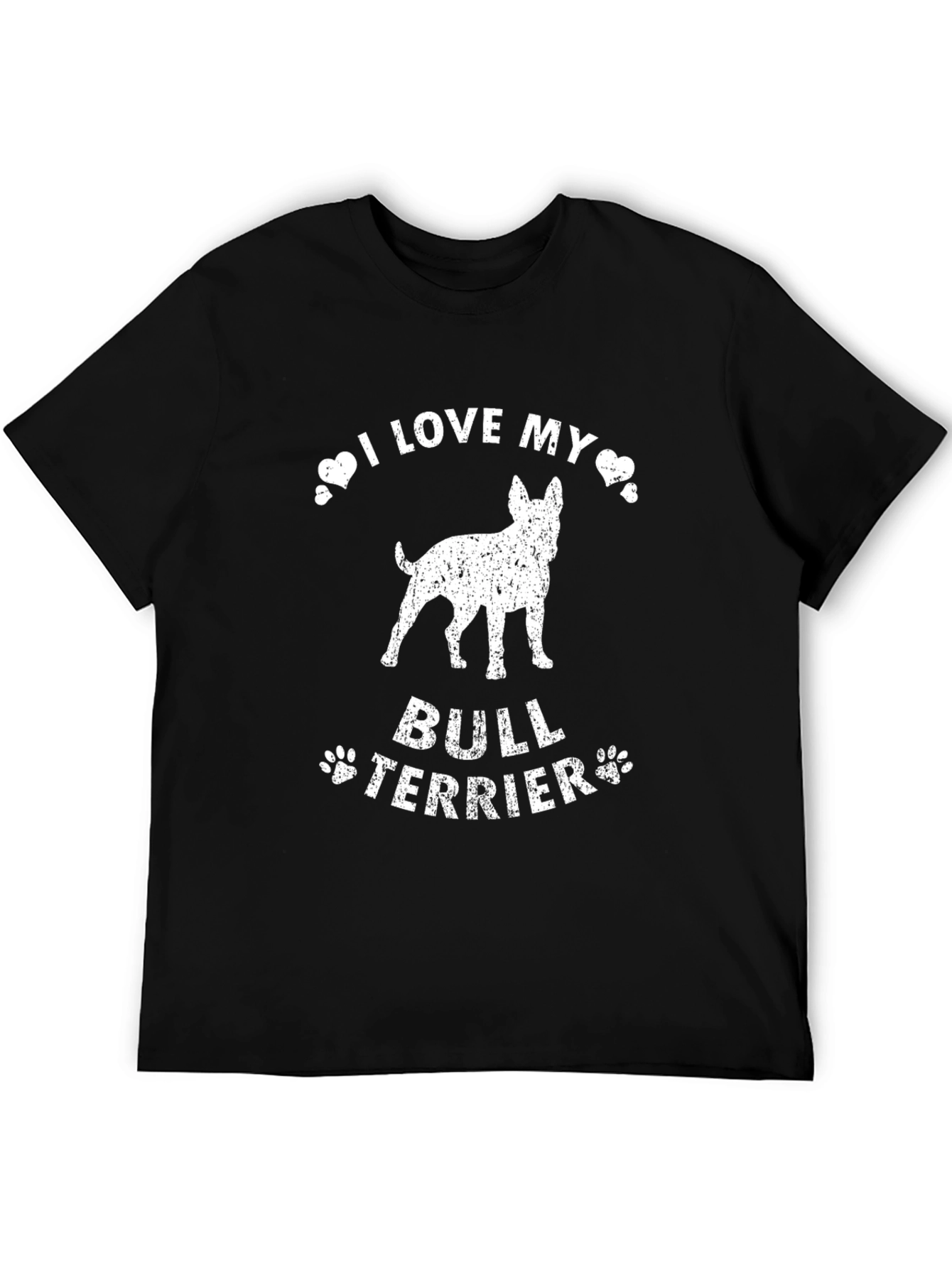 I Love My Bull Terrier Black T-Shirt