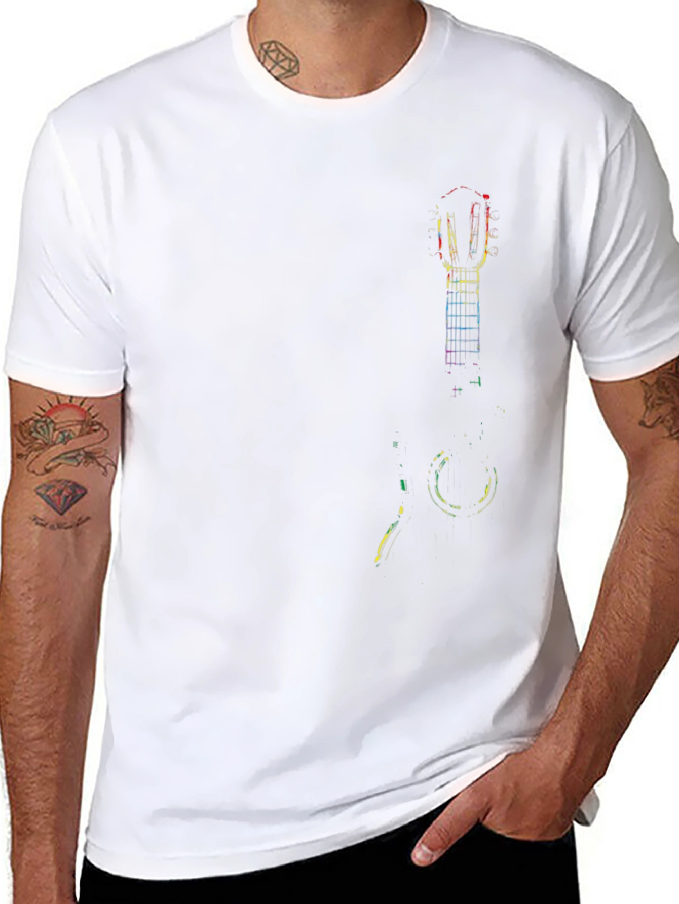 Guitar Art Mens Black T-Shirt