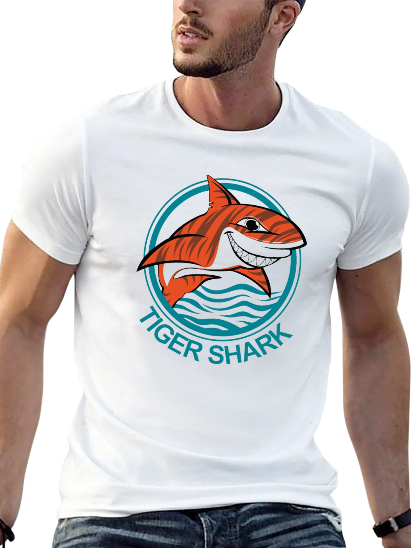 Tiger Shark Graphic Tee - Stylish Mens Black T-Shirt