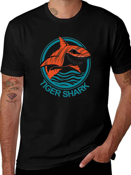 Tiger Shark Graphic Tee - Stylish Mens Black T-Shirt