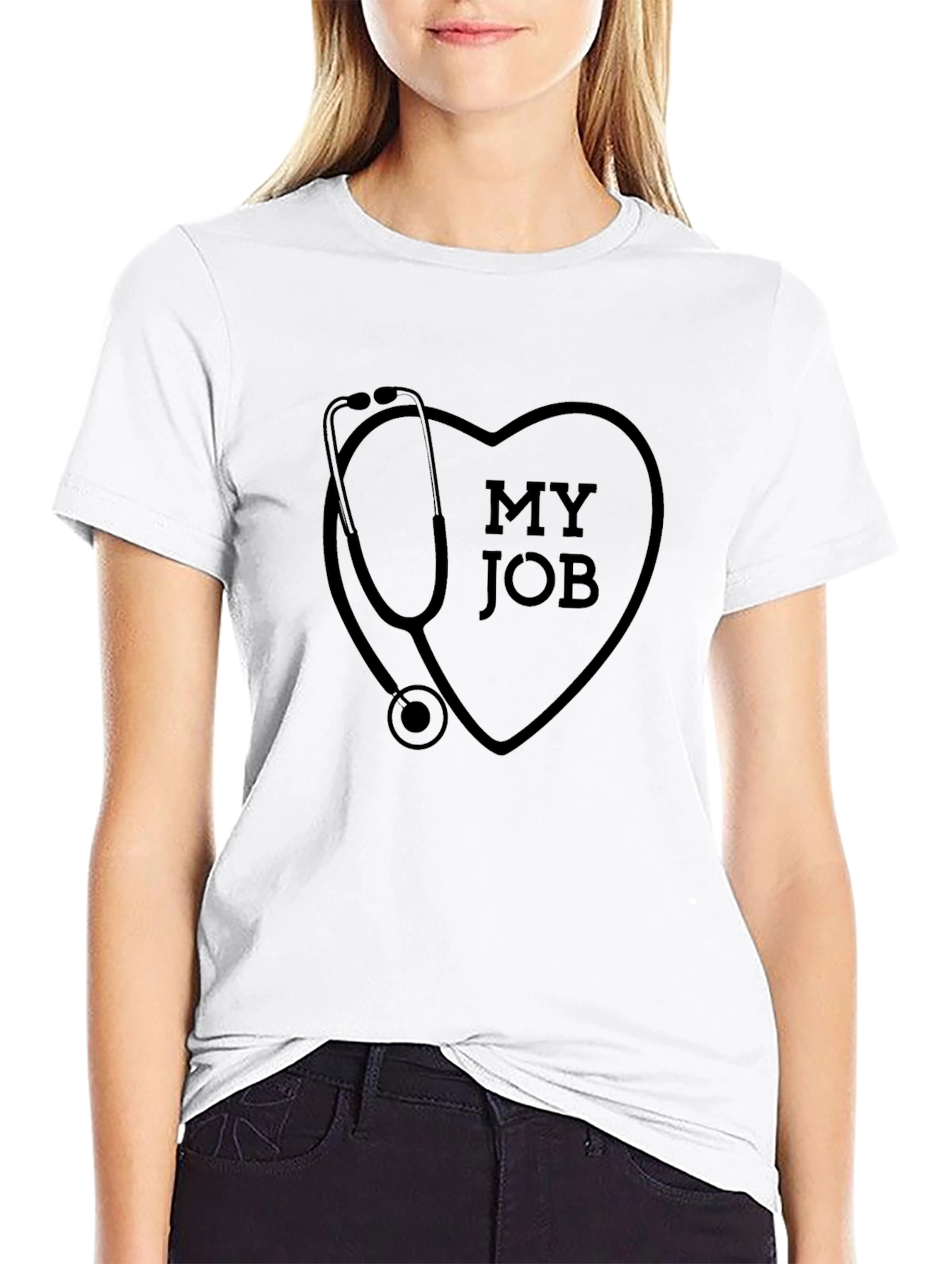 My Job Heart Stethoscope Graphic T-Shirt